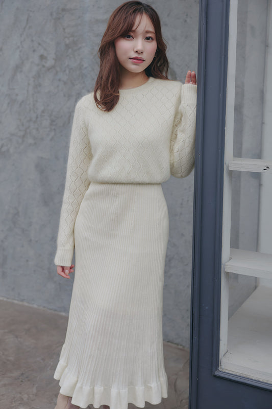 Lattice Eyelet Knit Dress