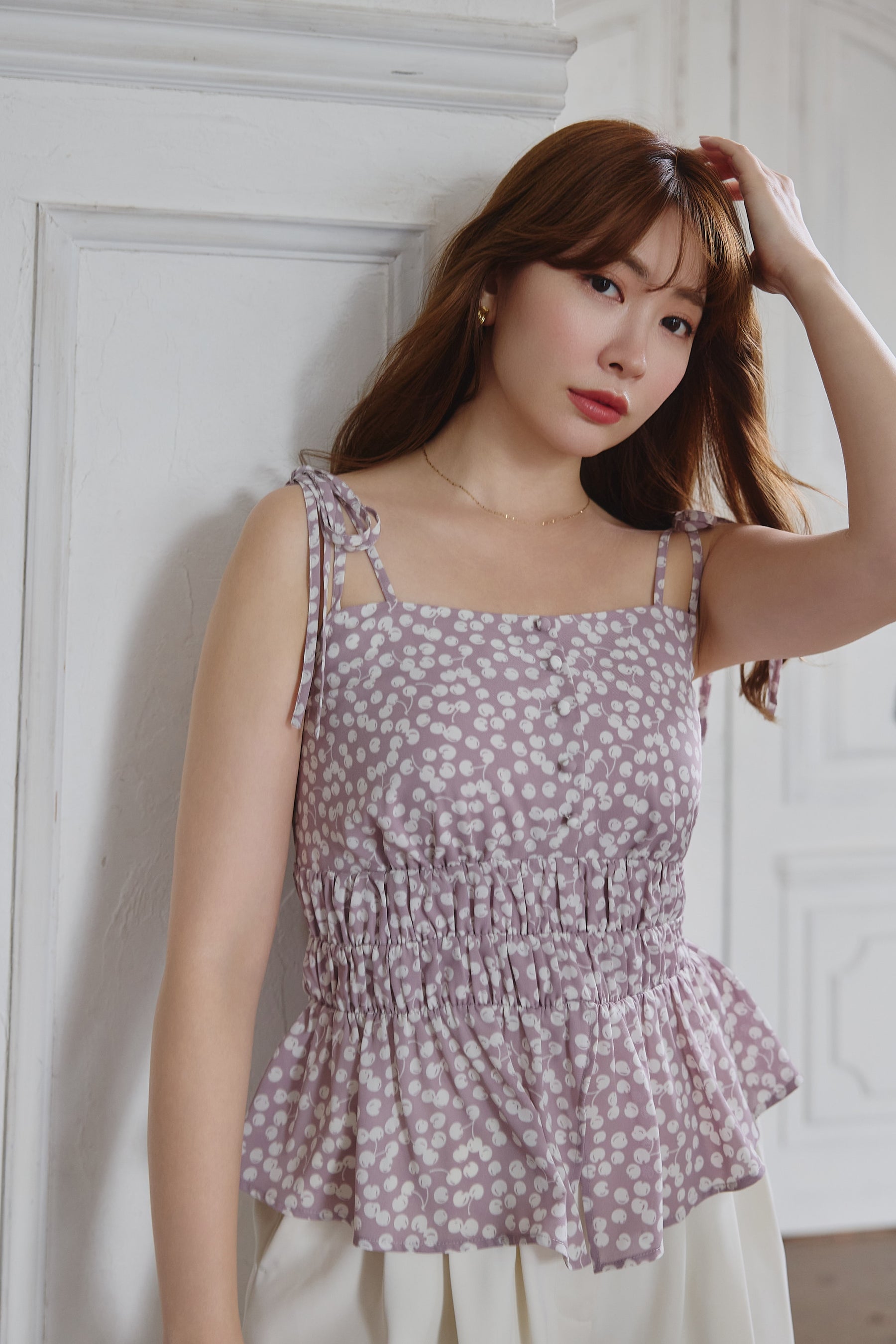 Cherry Pattern Strap Top