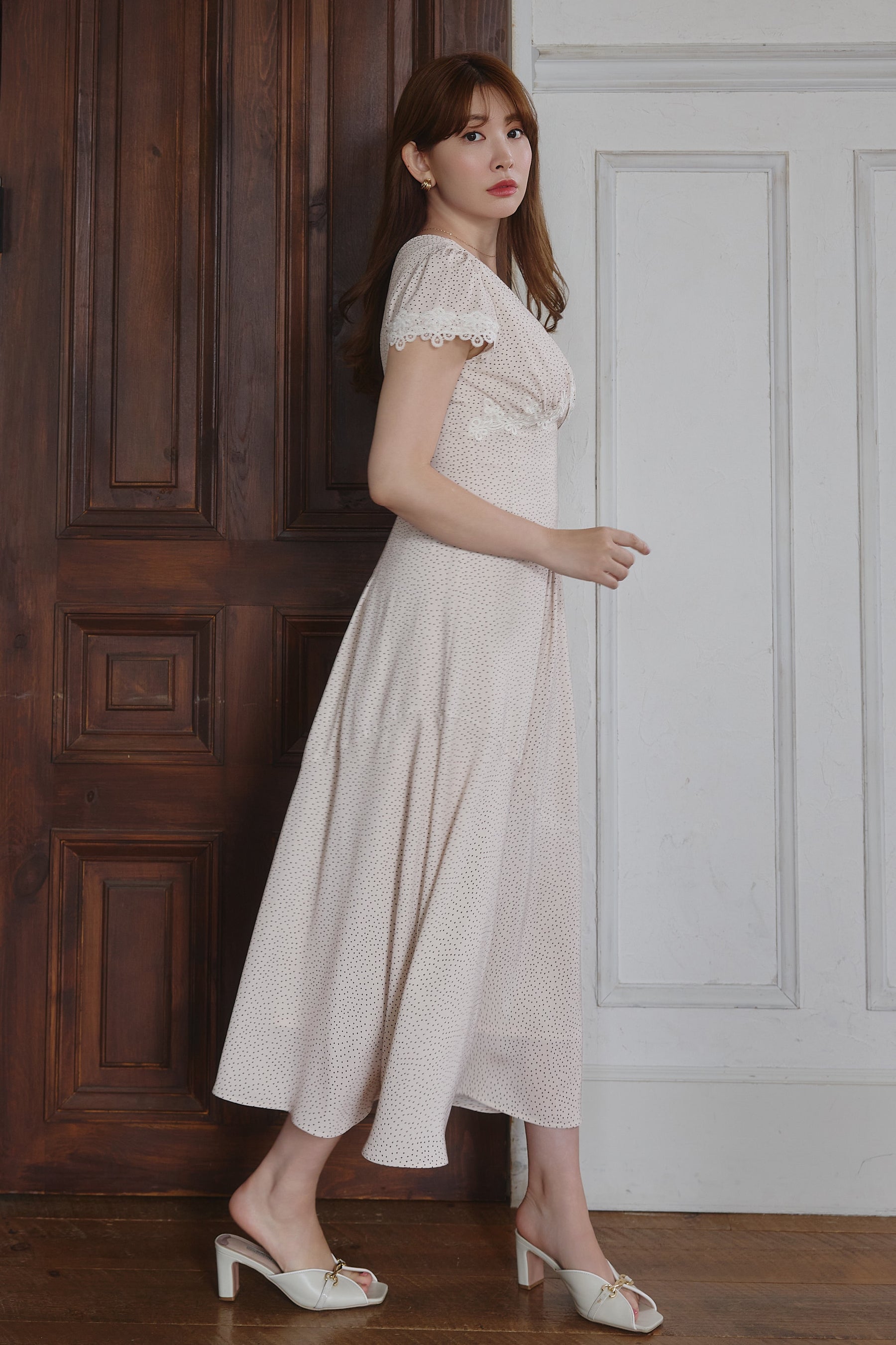 Polka-Dot Lace-Trim Dress