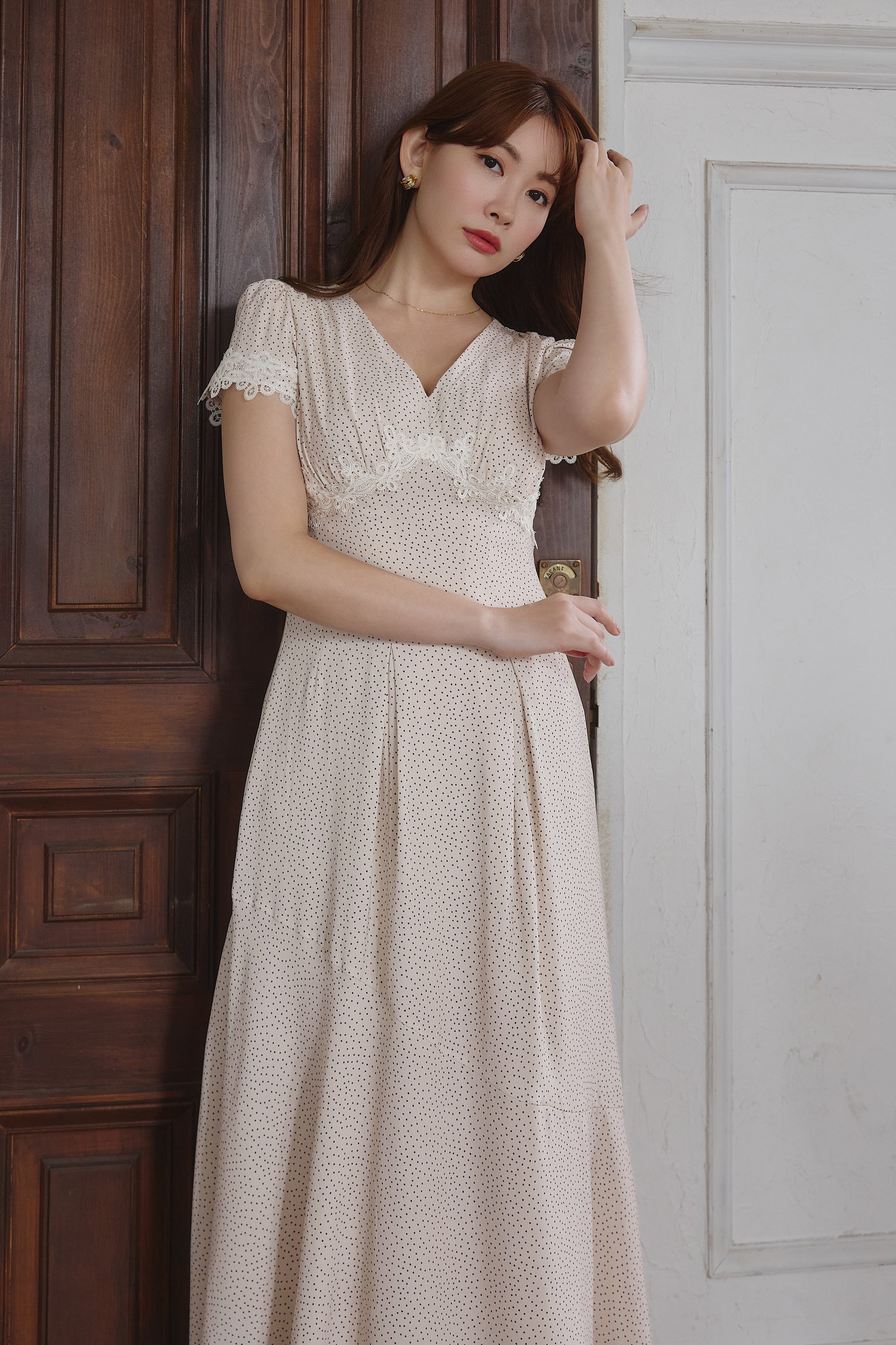 Polka-Dot Lace-Trim Dress