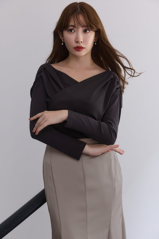 【新色】Asymmetric Cotton-blend Jersey Top