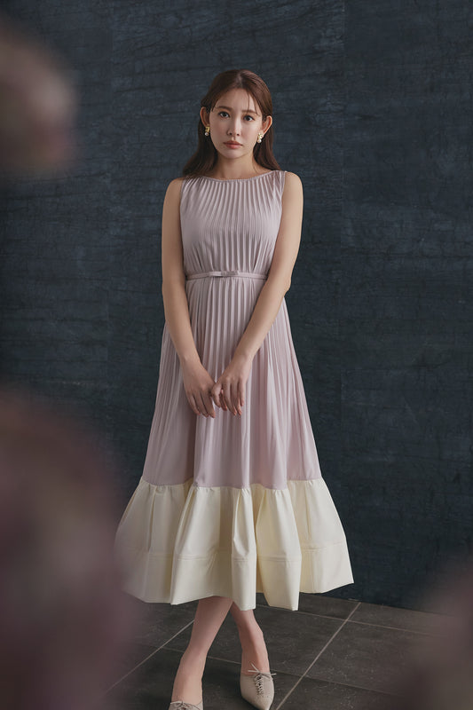 Pleated Fluid Long Dress