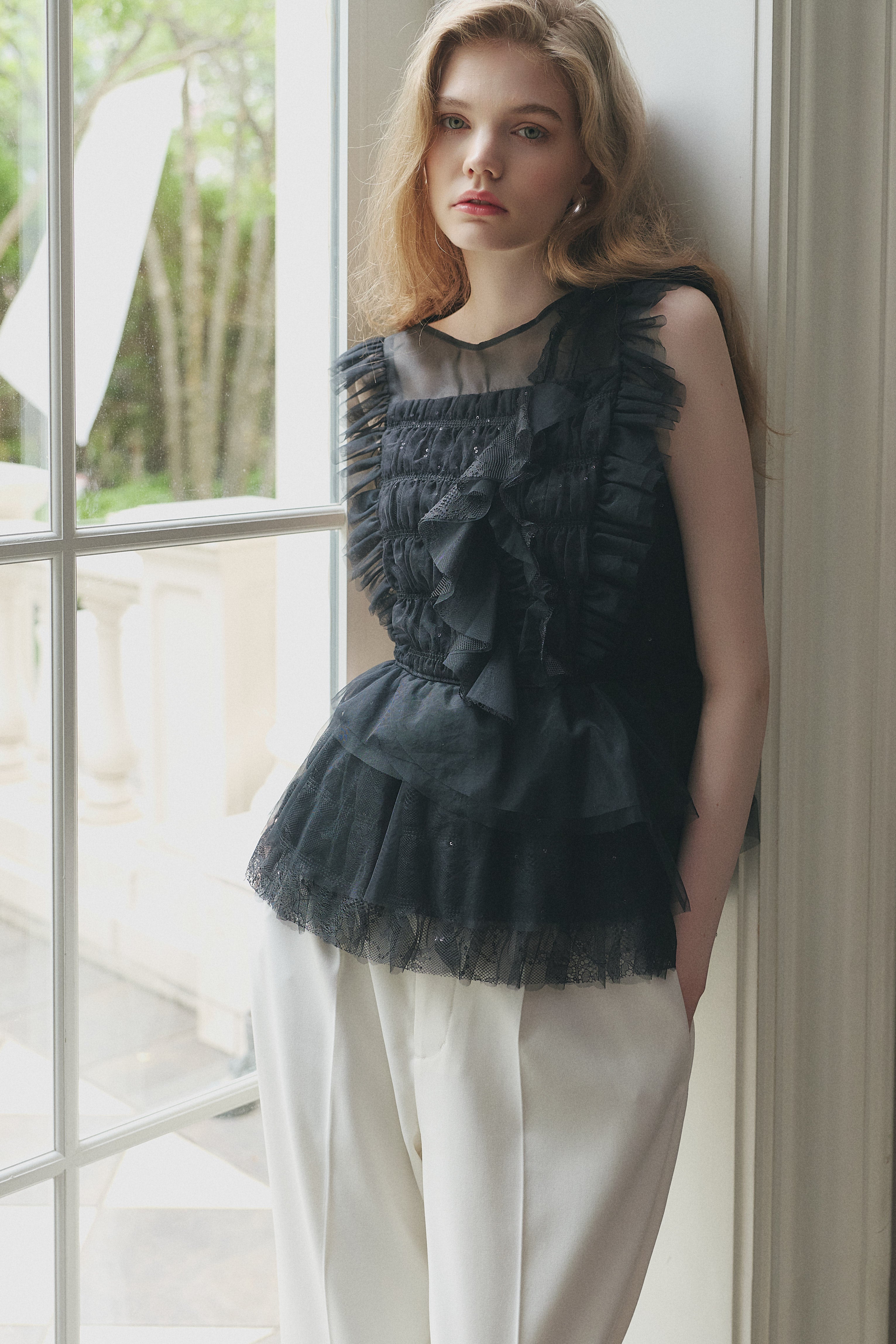 Vol.3 Shimmer Lace Peplum Top