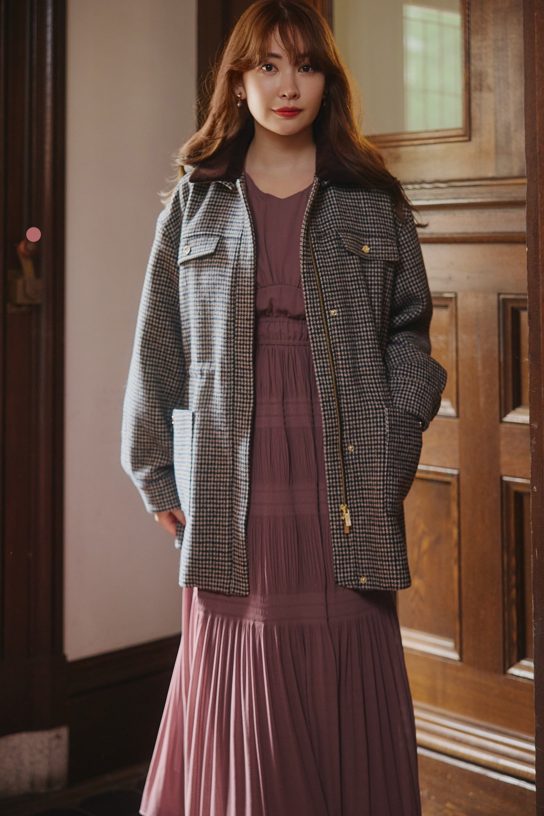 【新色】Majolica Pleated Chiffon Long Dress