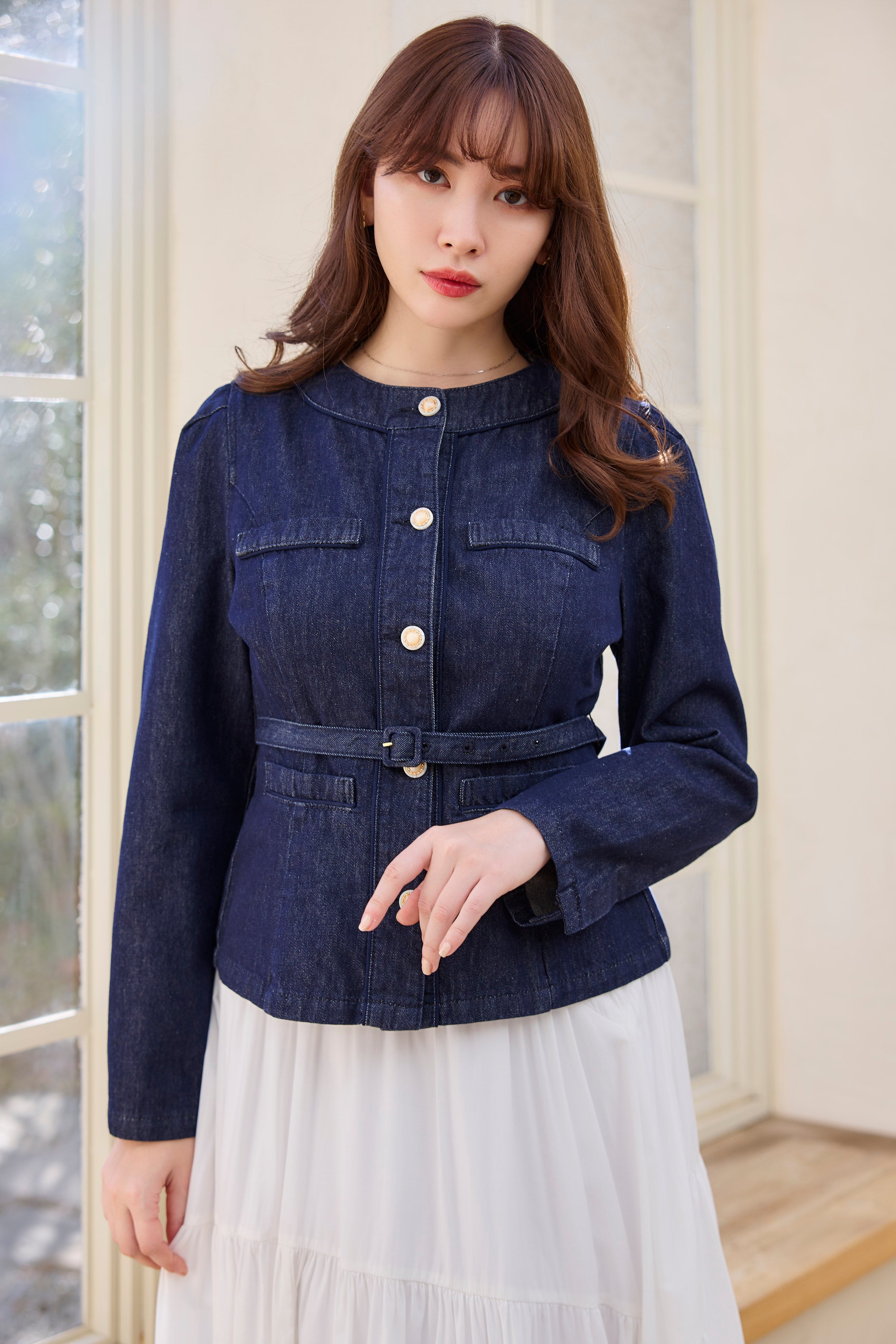 New Classic Belted Denim Jacket