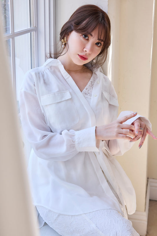 【6月上旬発送】Prevost Voile Sheer Shirt