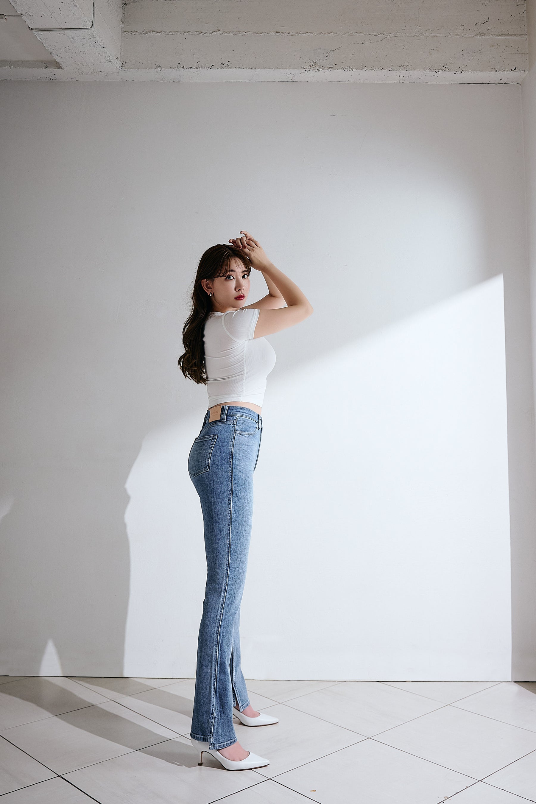 【light blue / blue】New York High-Waisted Jeans