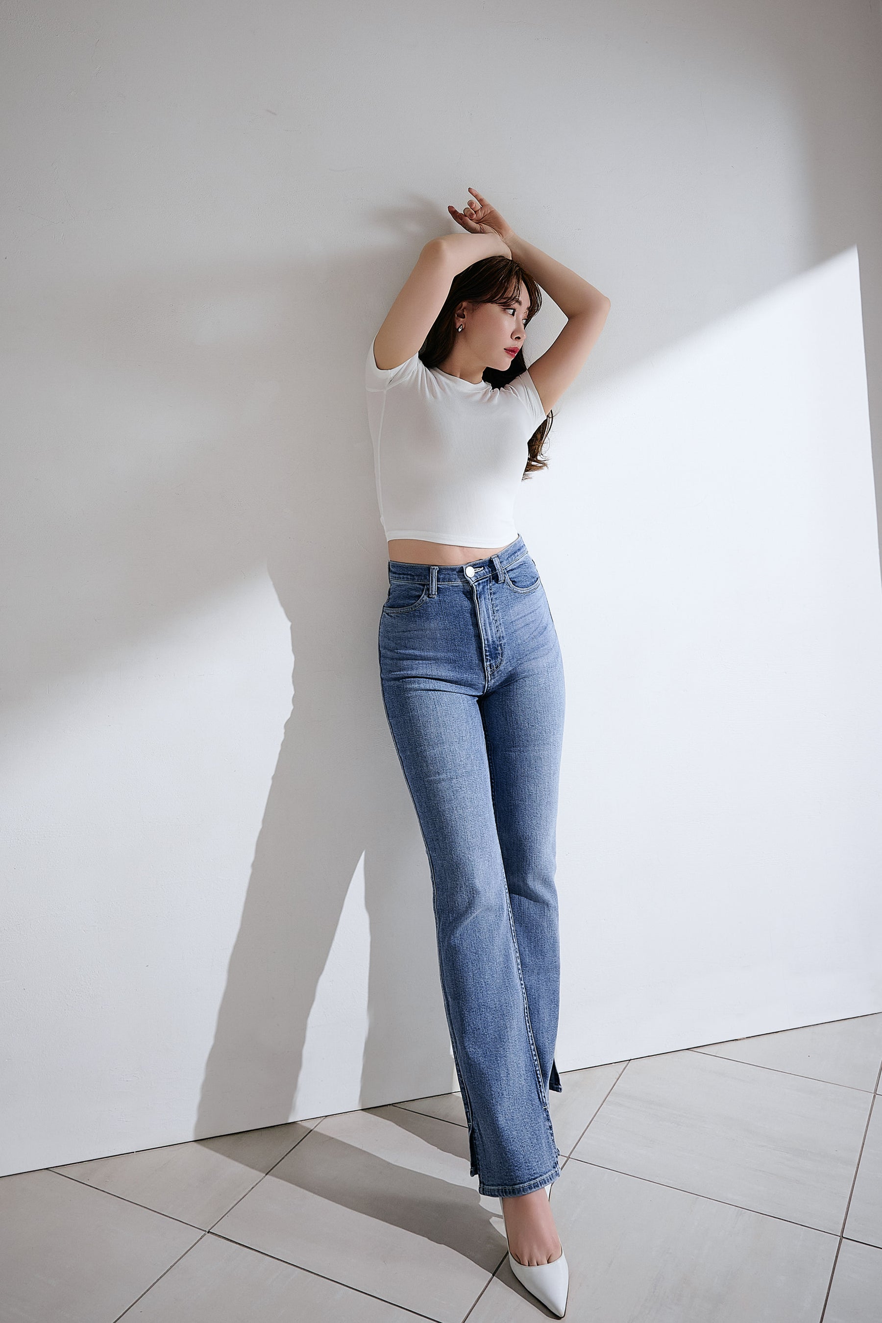 【light blue / blue】New York High-Waisted Jeans