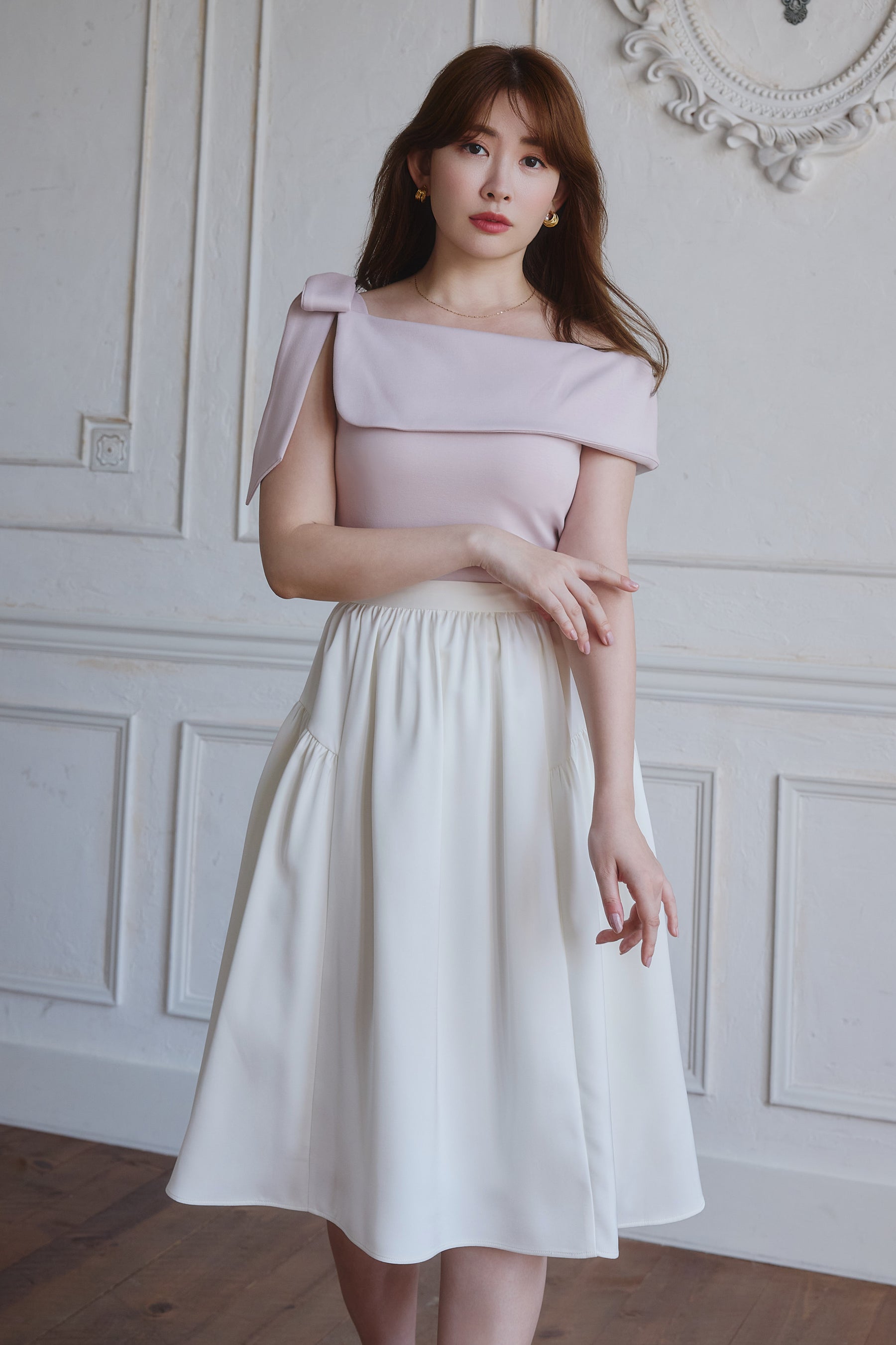 Satin Volume Midi Skirt