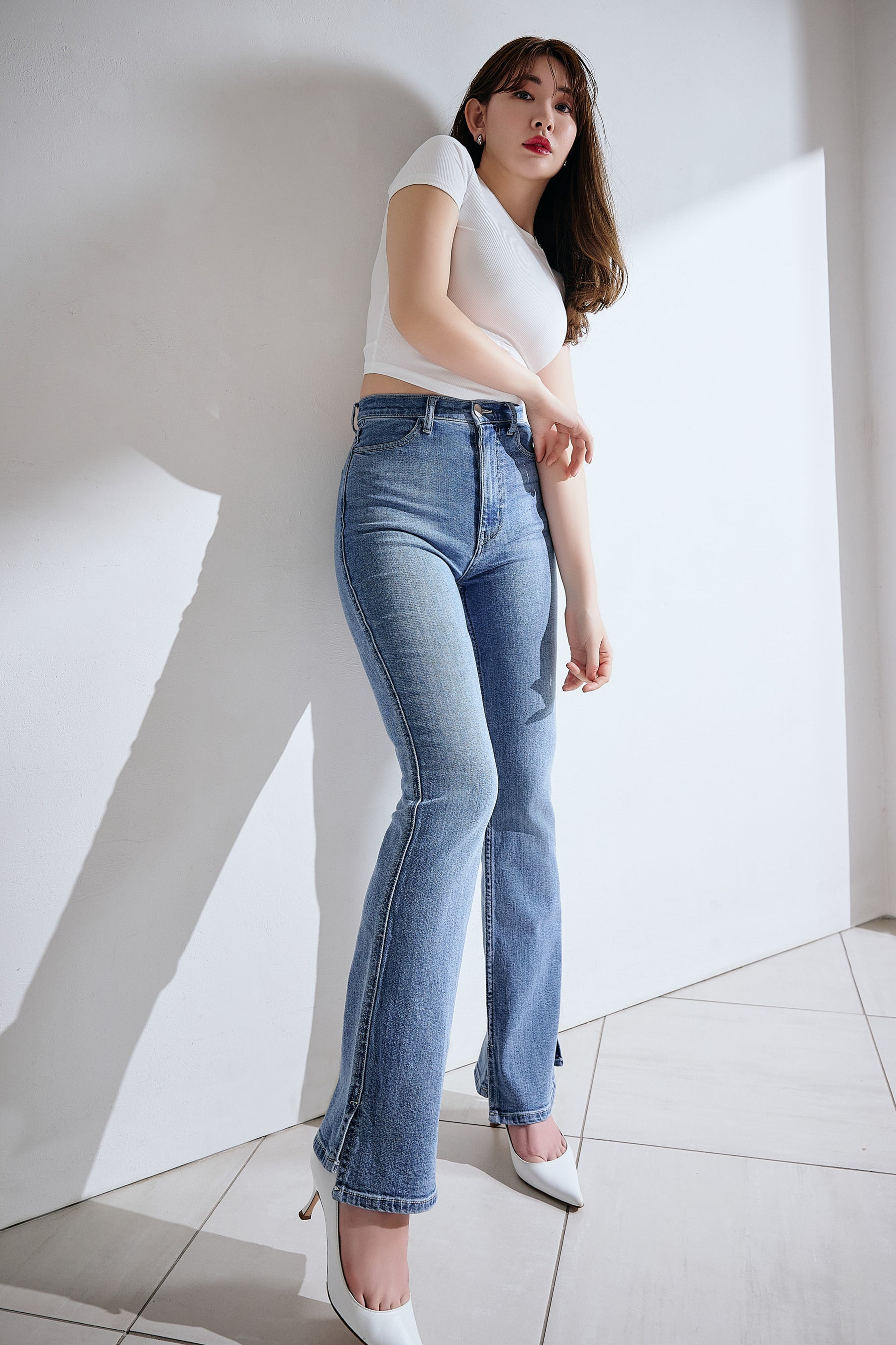 【light blue / blue】New York High-Waisted Jeans