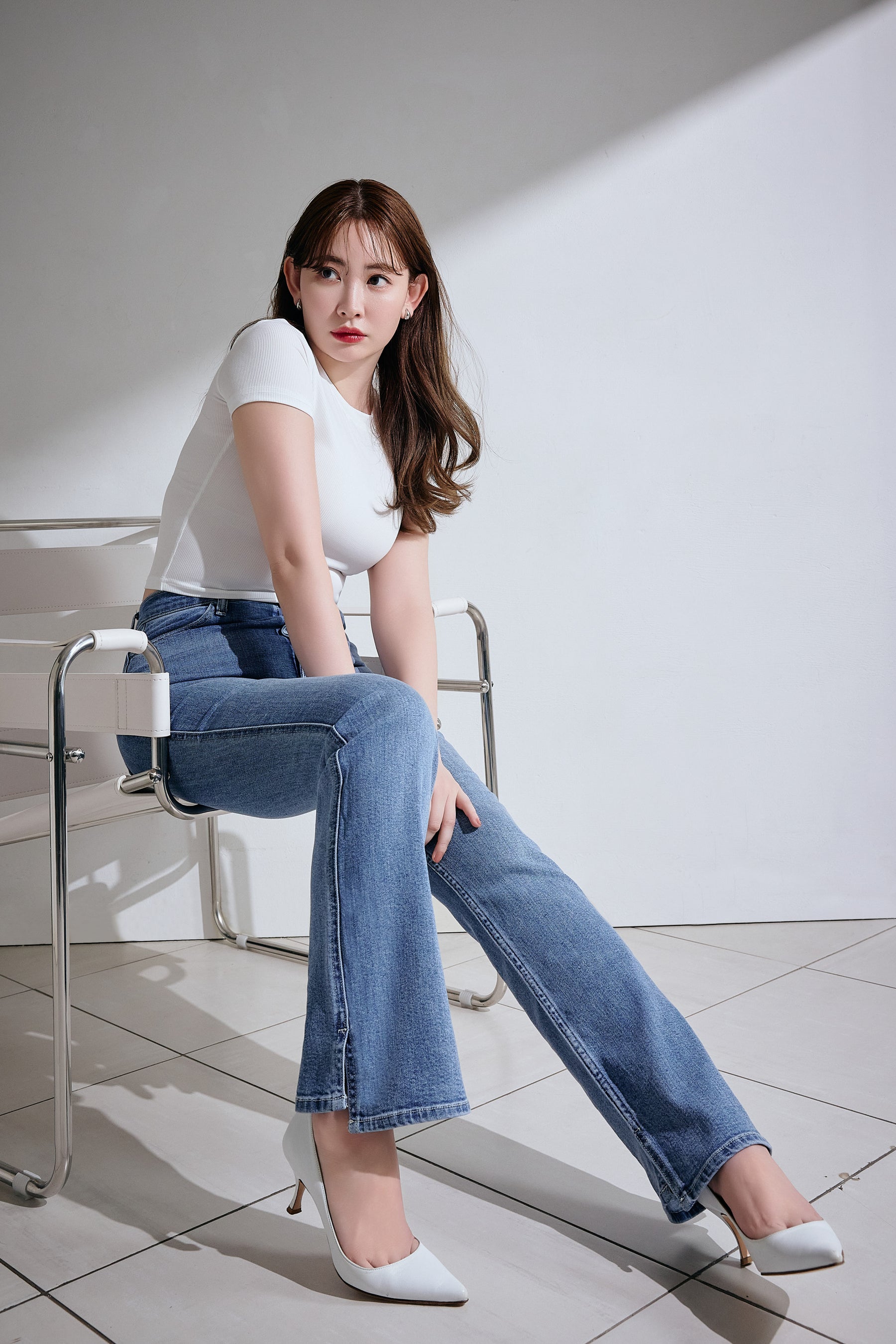 【light blue / blue】New York High-Waisted Jeans