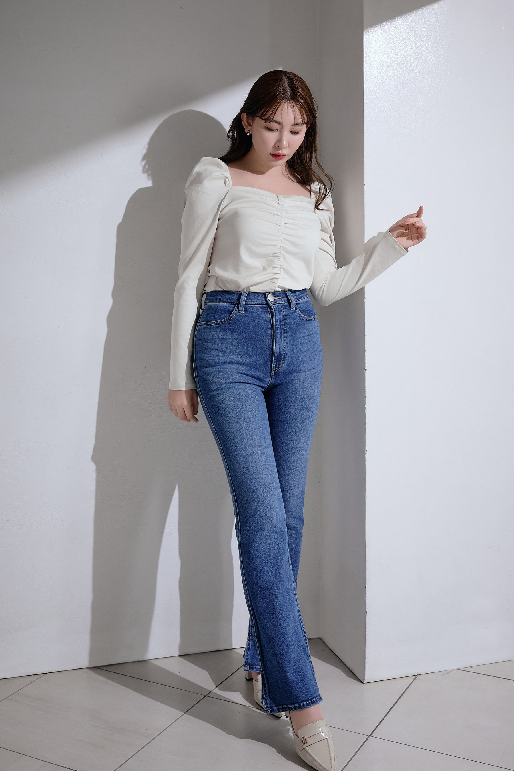 【light blue / blue】New York High-Waisted Jeans