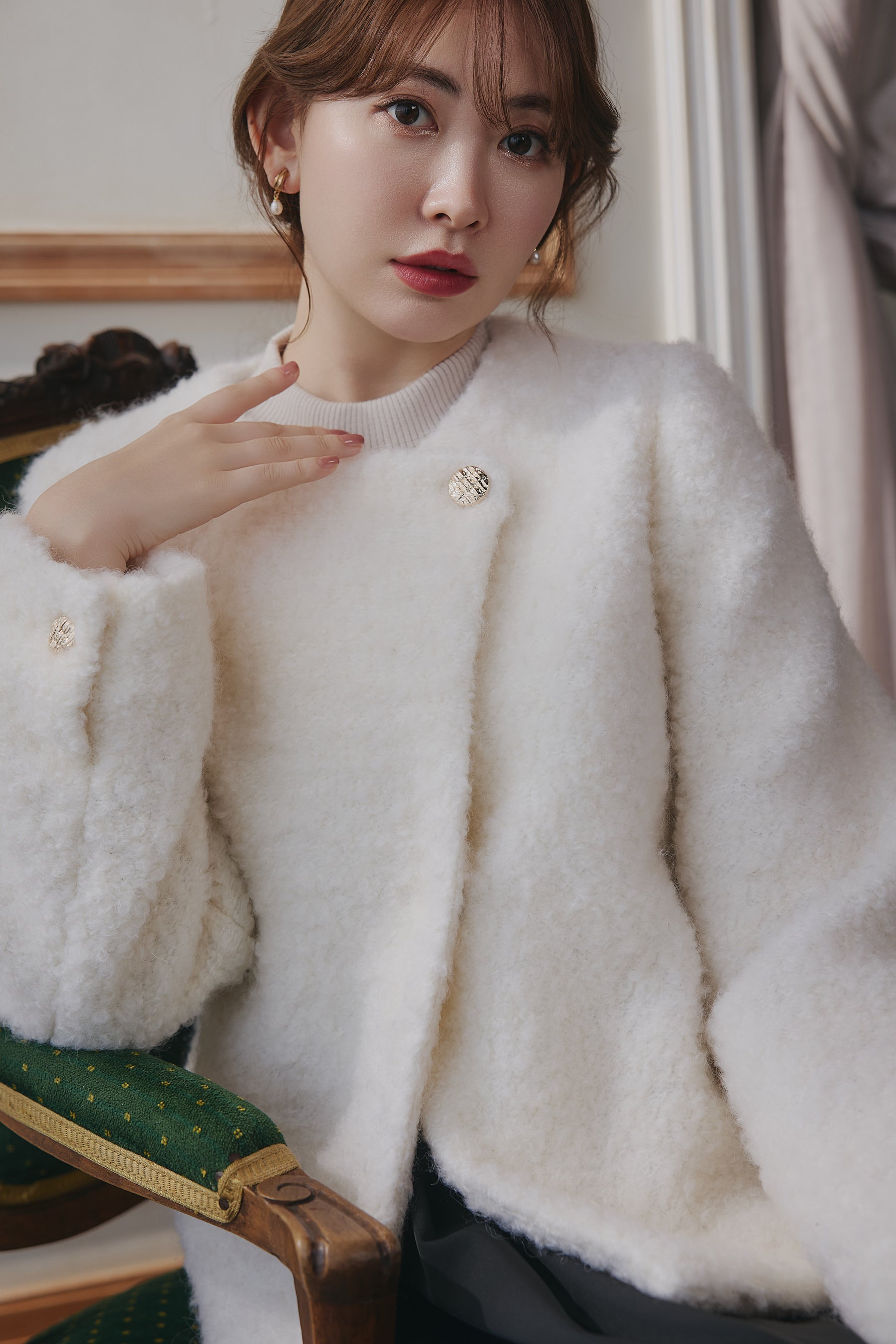 Elise Boucle Peplum Coat