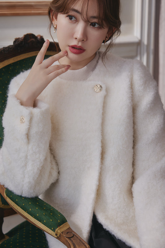 Elise Boucle Peplum Coat