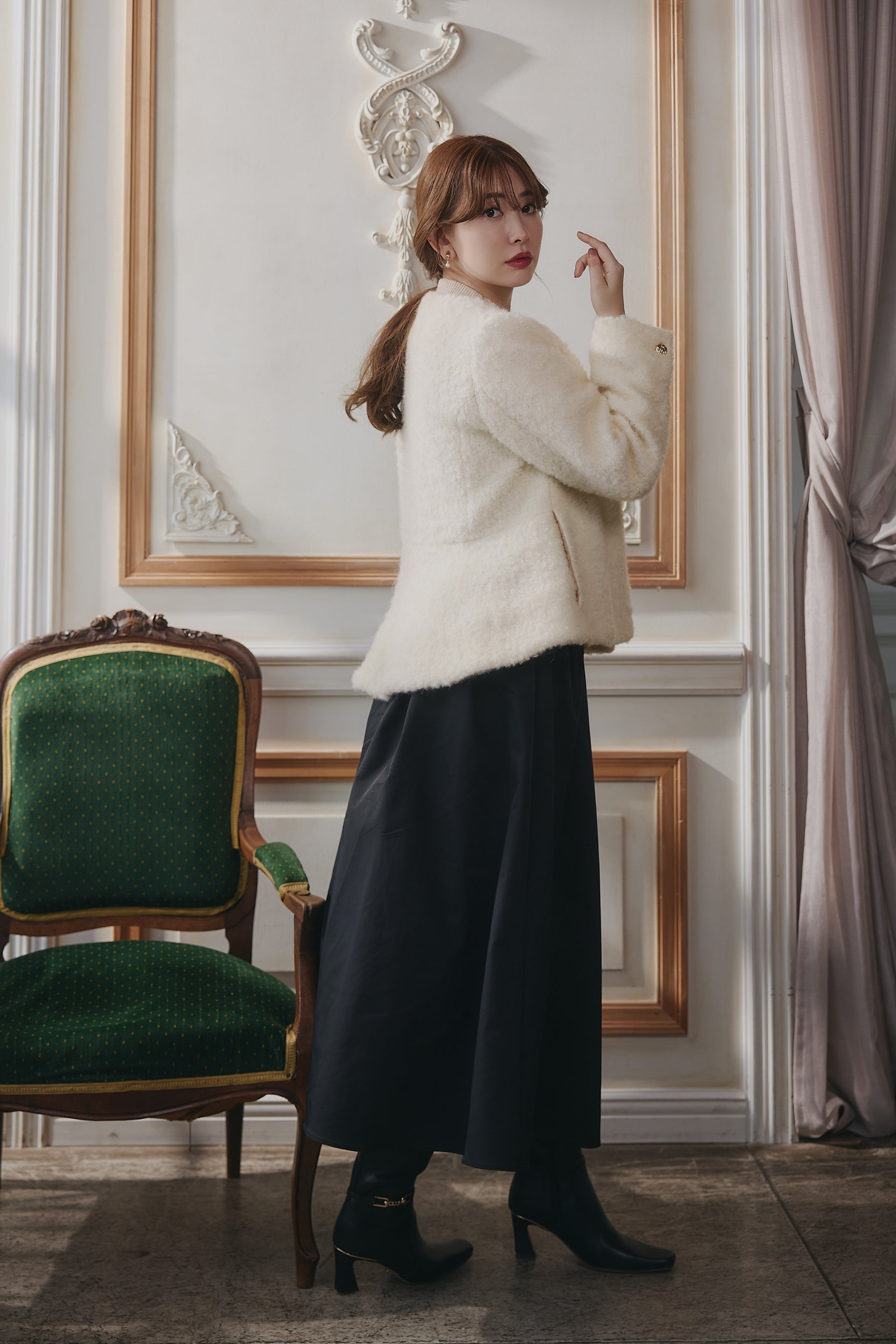 Elise Boucle Peplum Coat