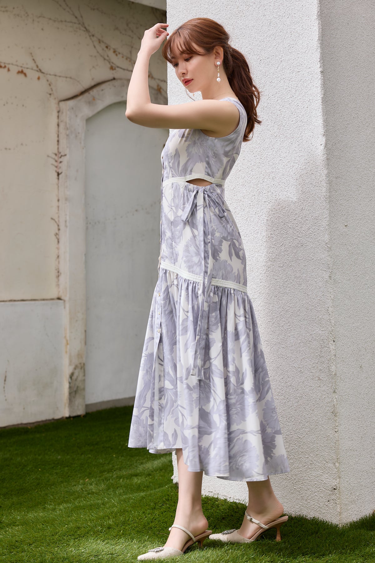 Floral Cut-Out Long Dress