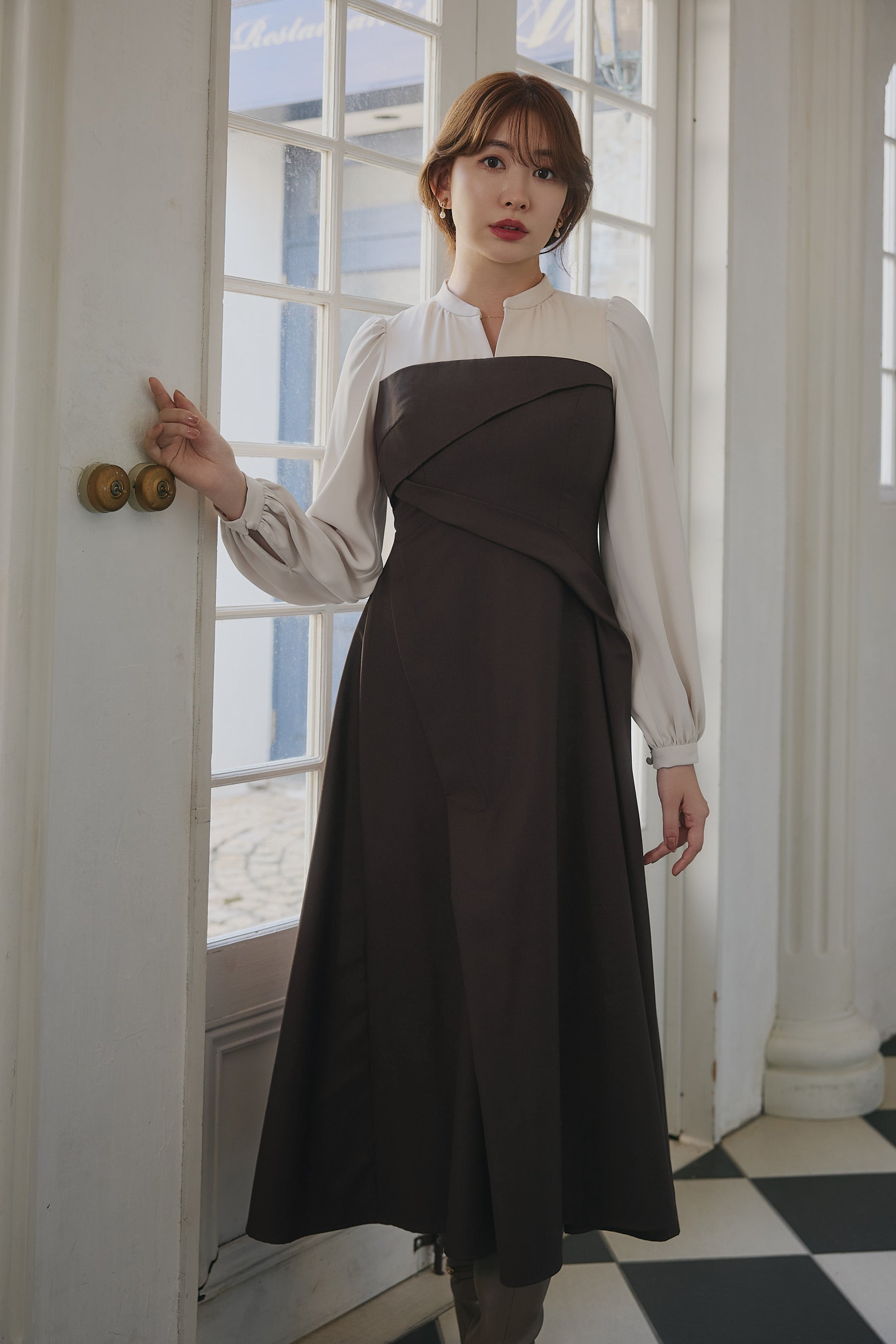【新色】Bicolor Draped Dress
