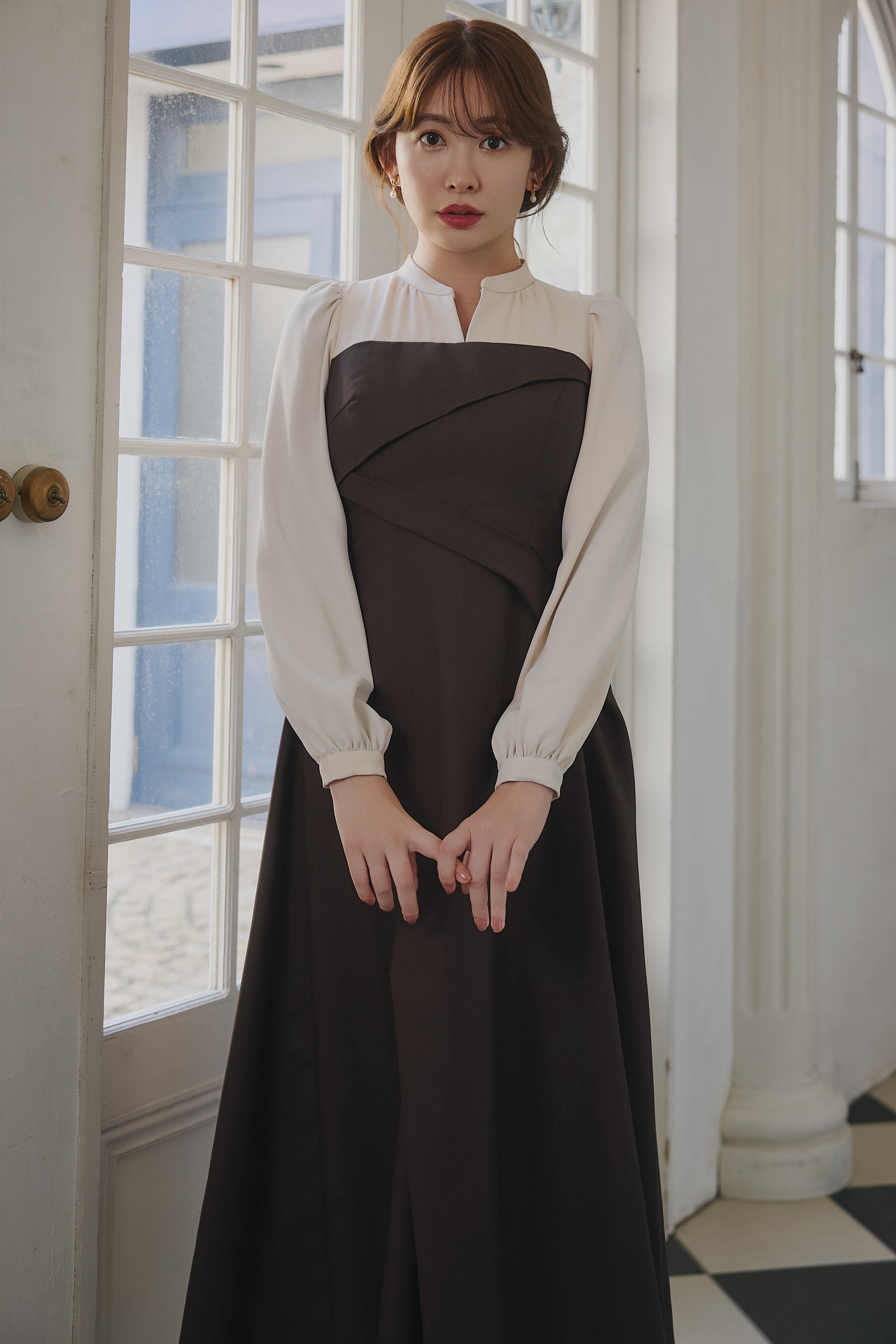 【新色】Bicolor Draped Dress