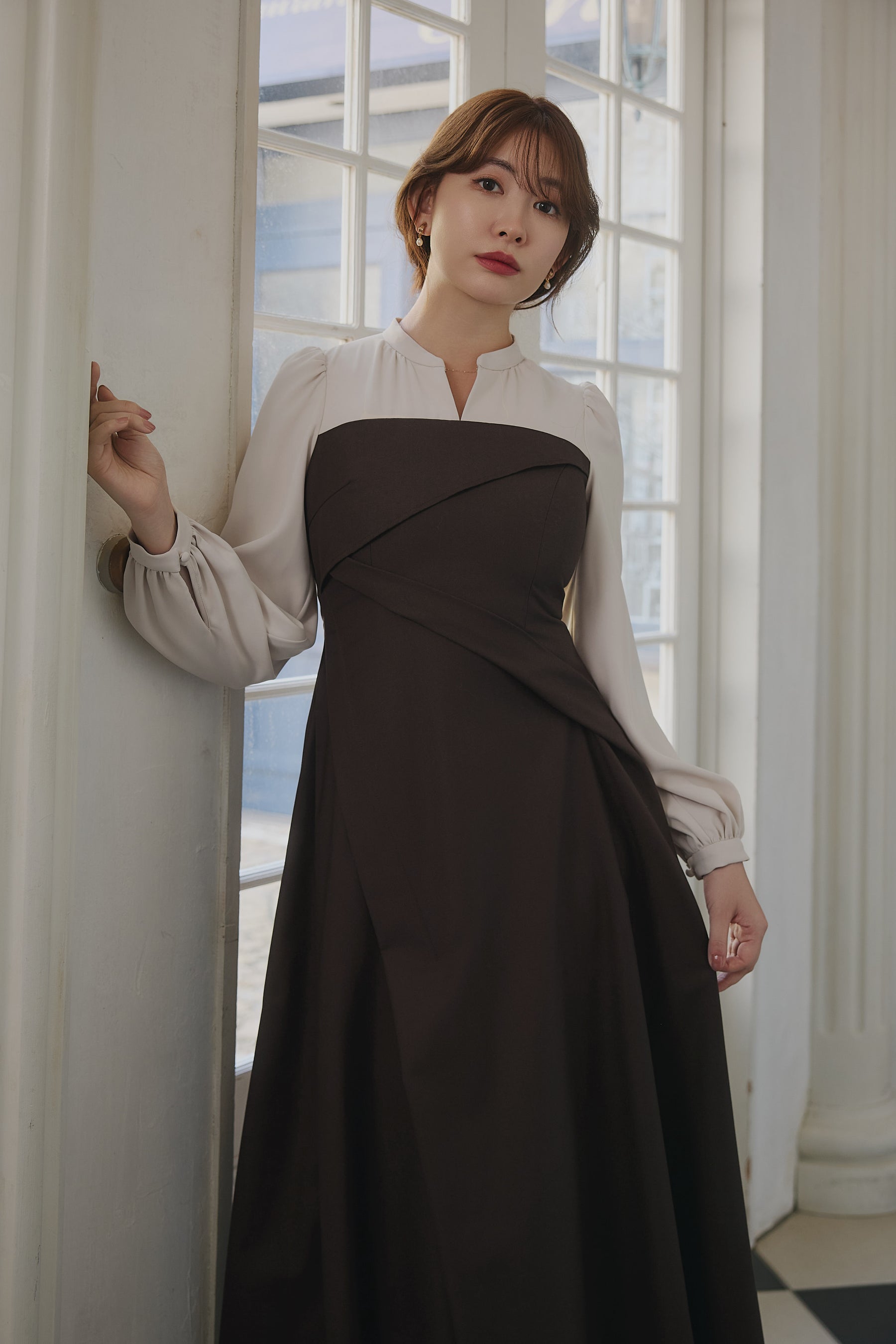 【新色】Bicolor Draped Dress