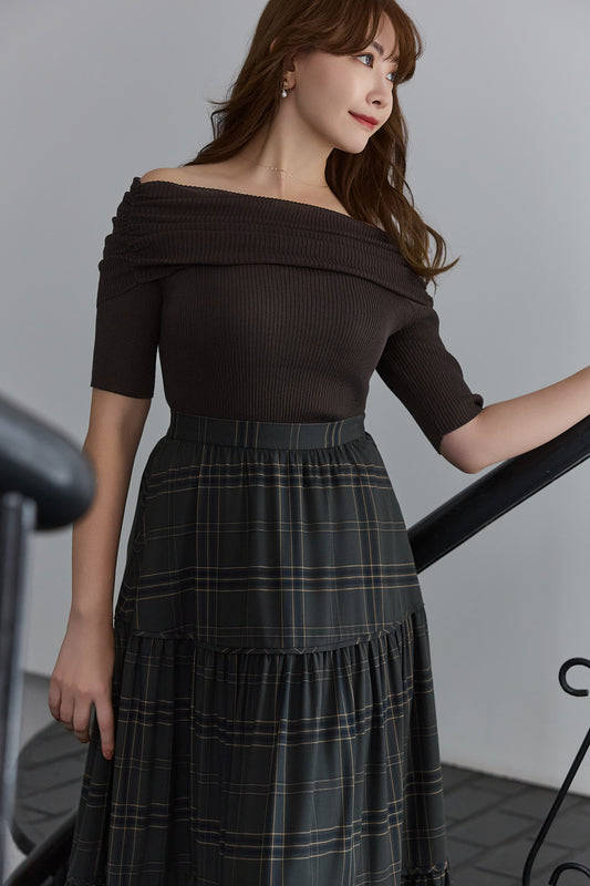 Gathered Rib Knit Top