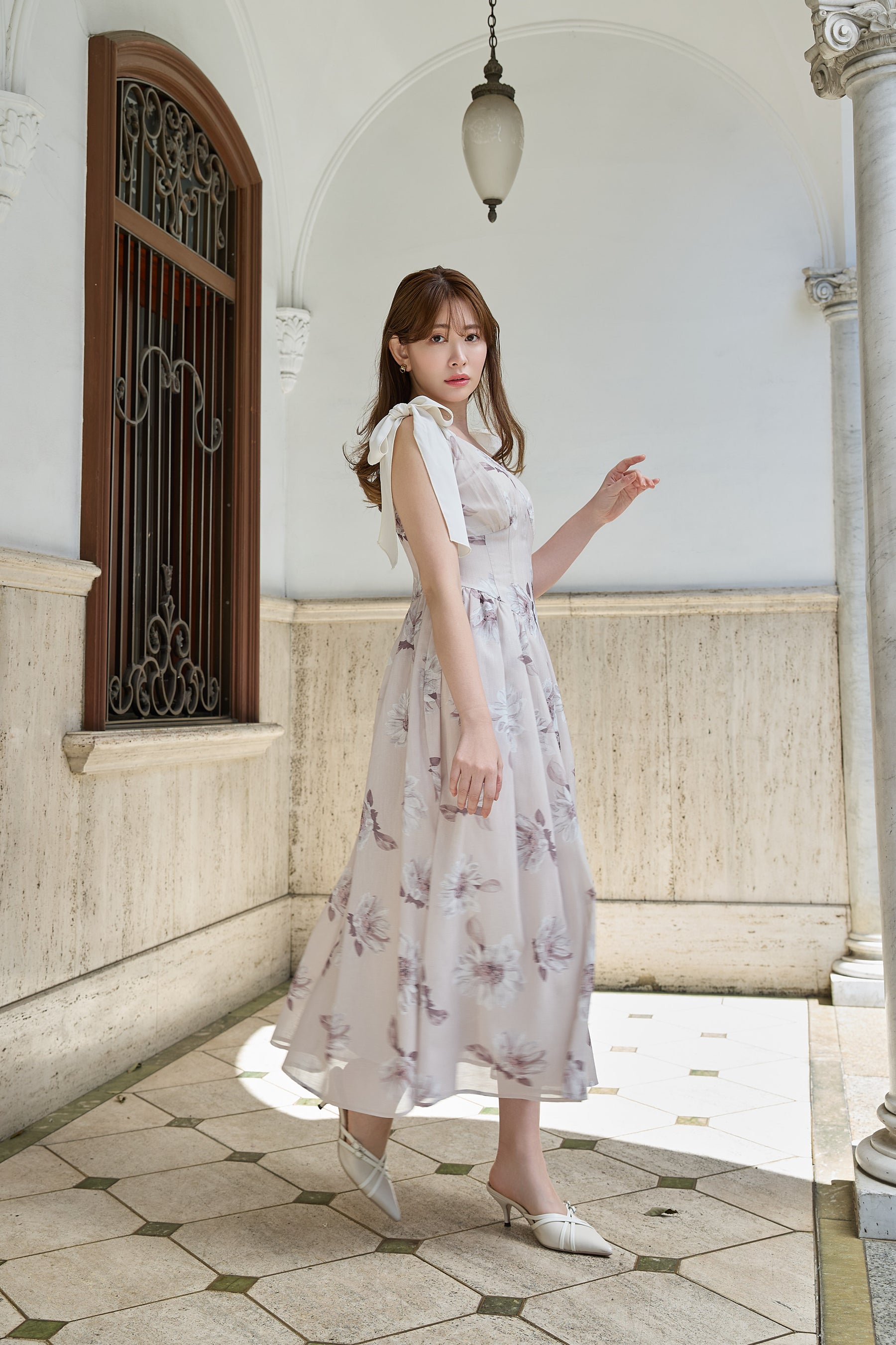 【新色】Sunflower-Printed Midi Dress