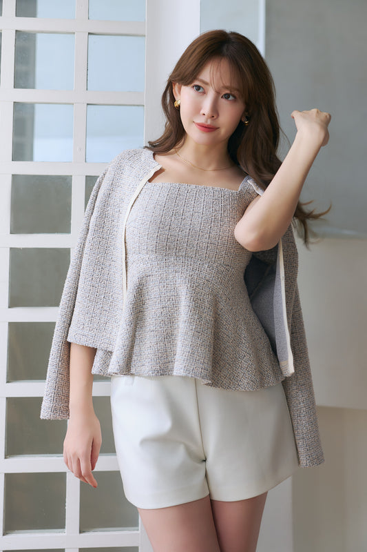Contrast Trim Tweed Set