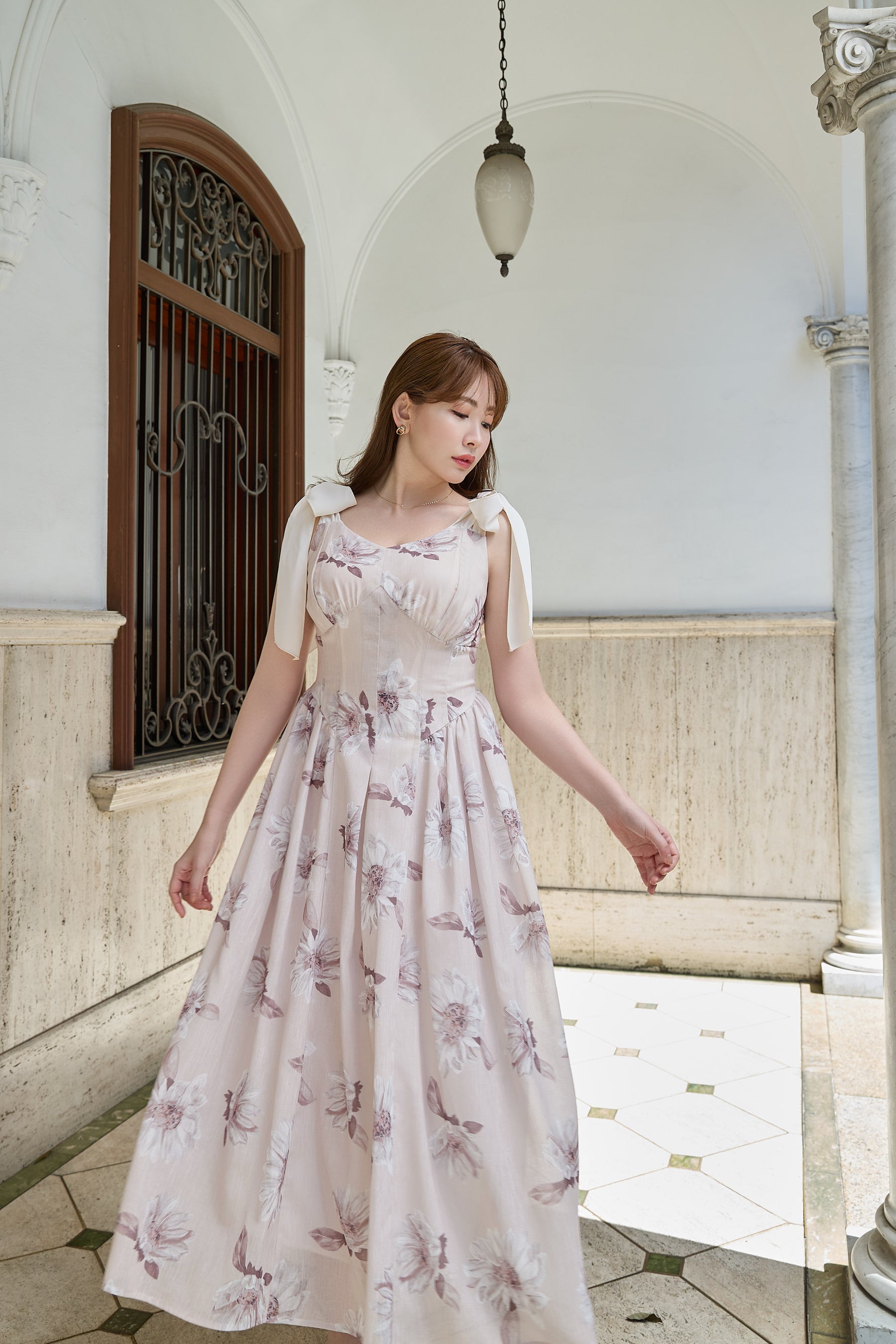 【新色】Sunflower-Printed Midi Dress