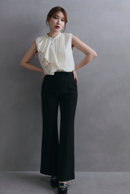 Front-Tuck Semi-Flare Pants