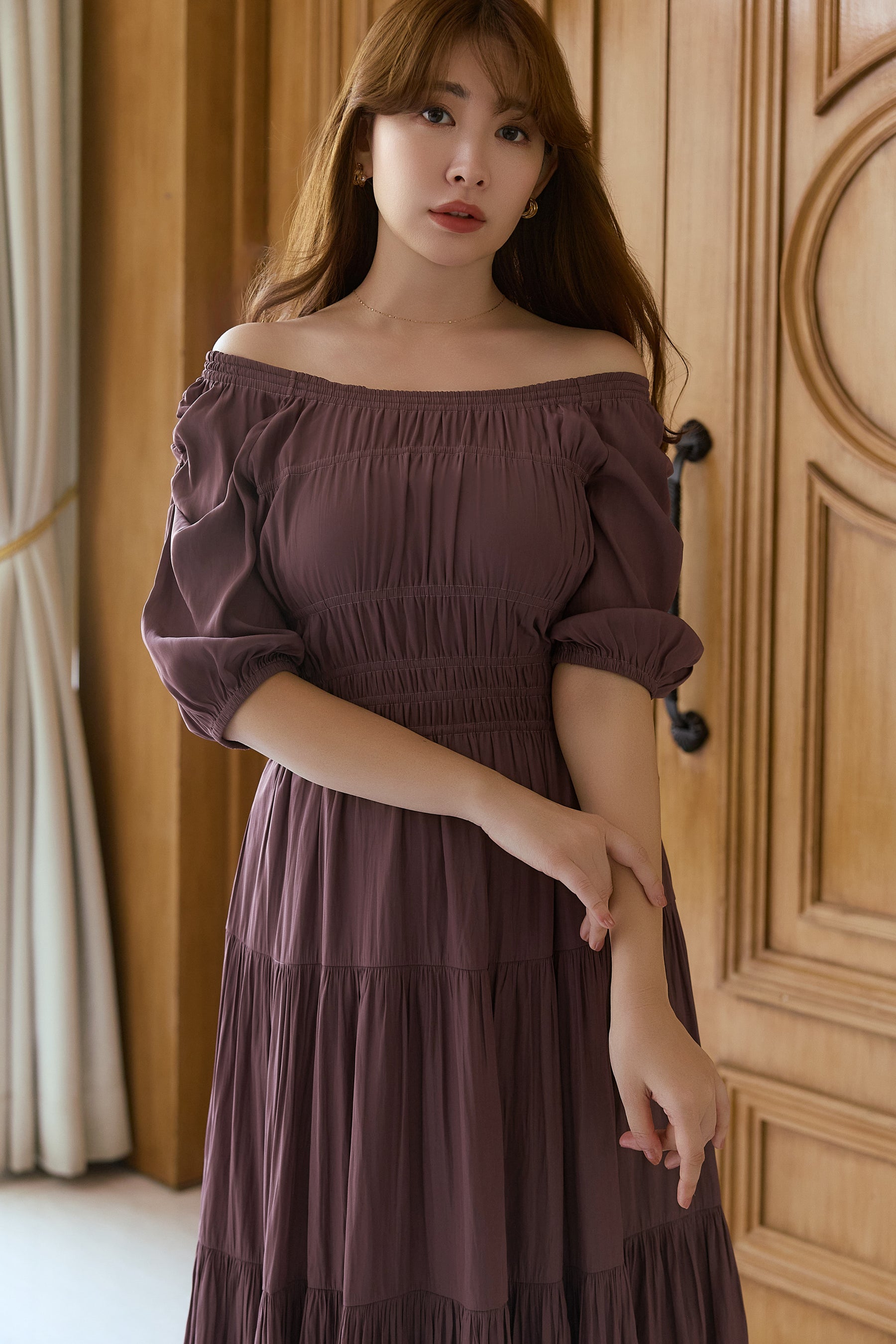 Two-Way Gathered Flare Dress