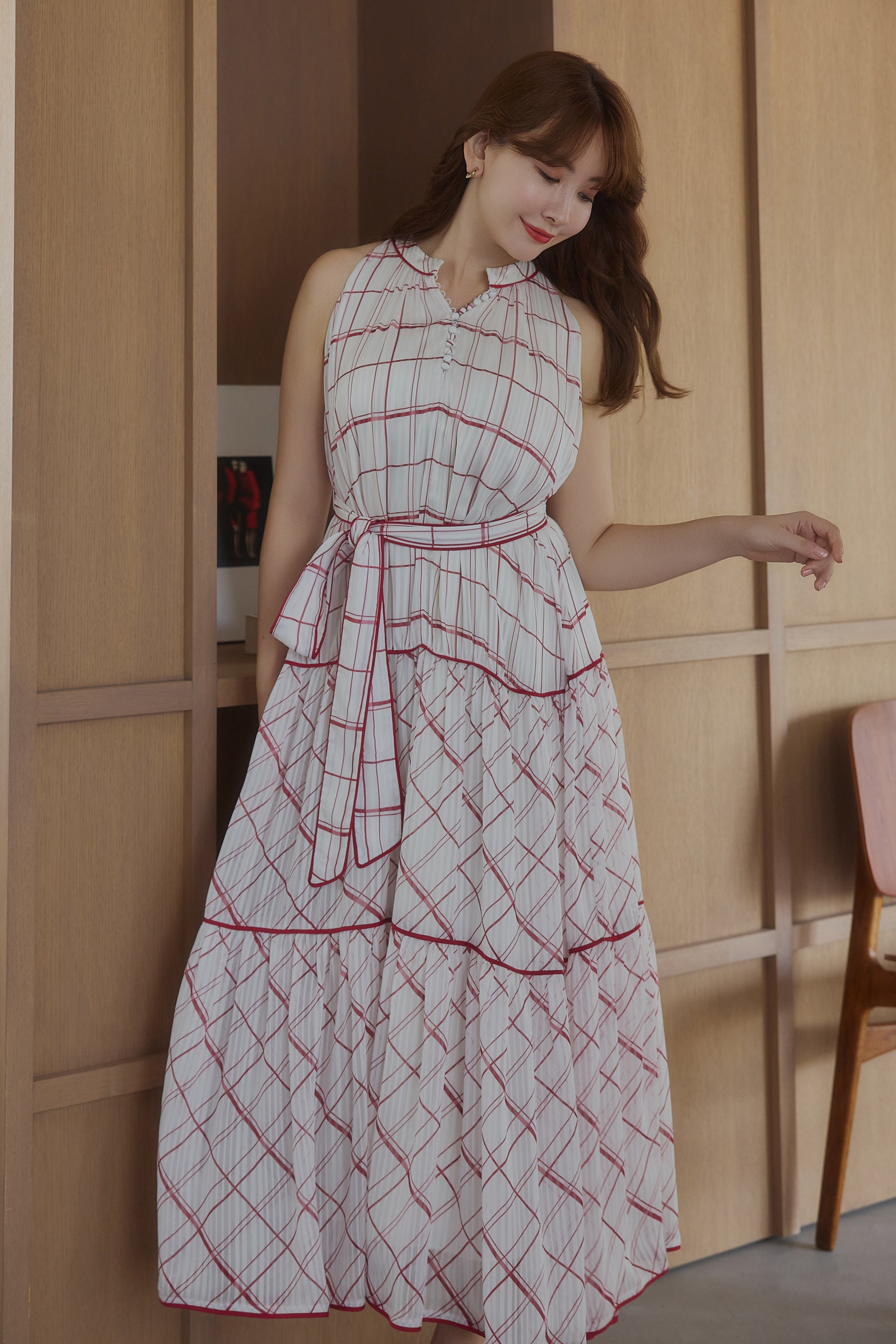 【9月中旬発送】Anduze Belted Check Dress