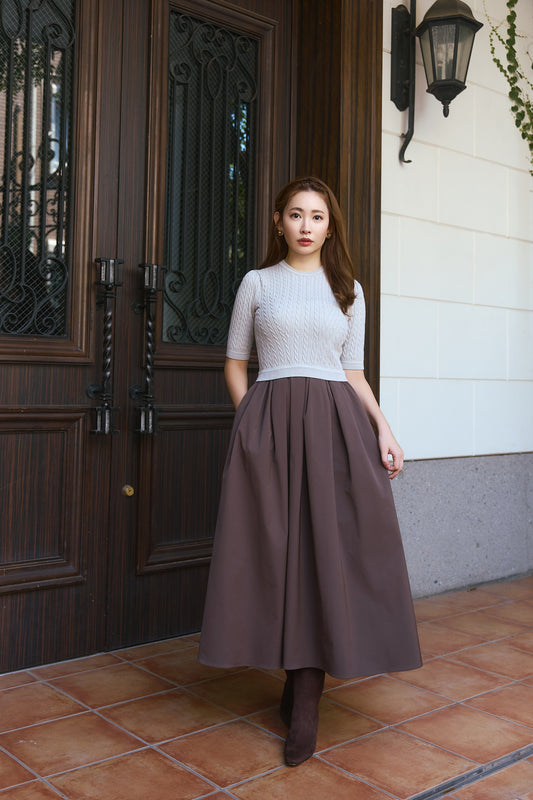 Cable Knit Docking Flared Dress