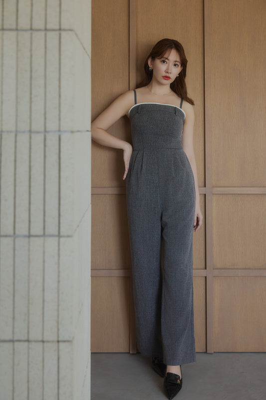 Frilled Tweed Jumpsuit