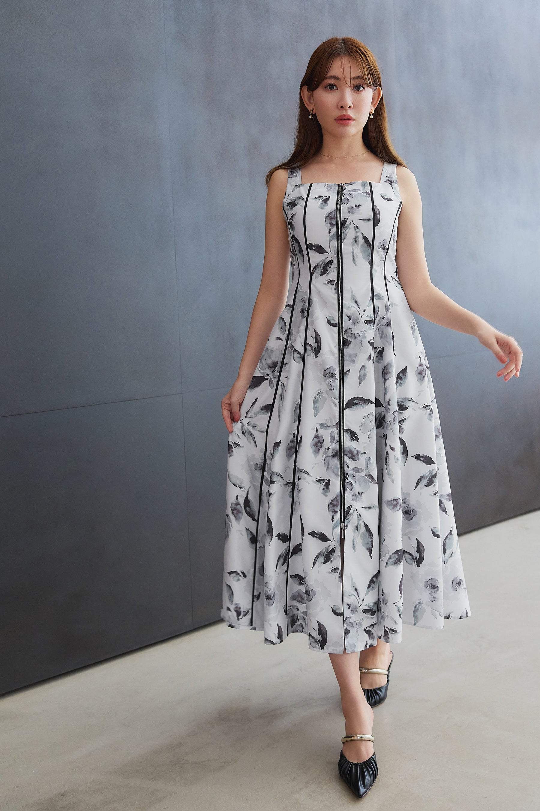 Noemie Floral Zip-Up Dress
