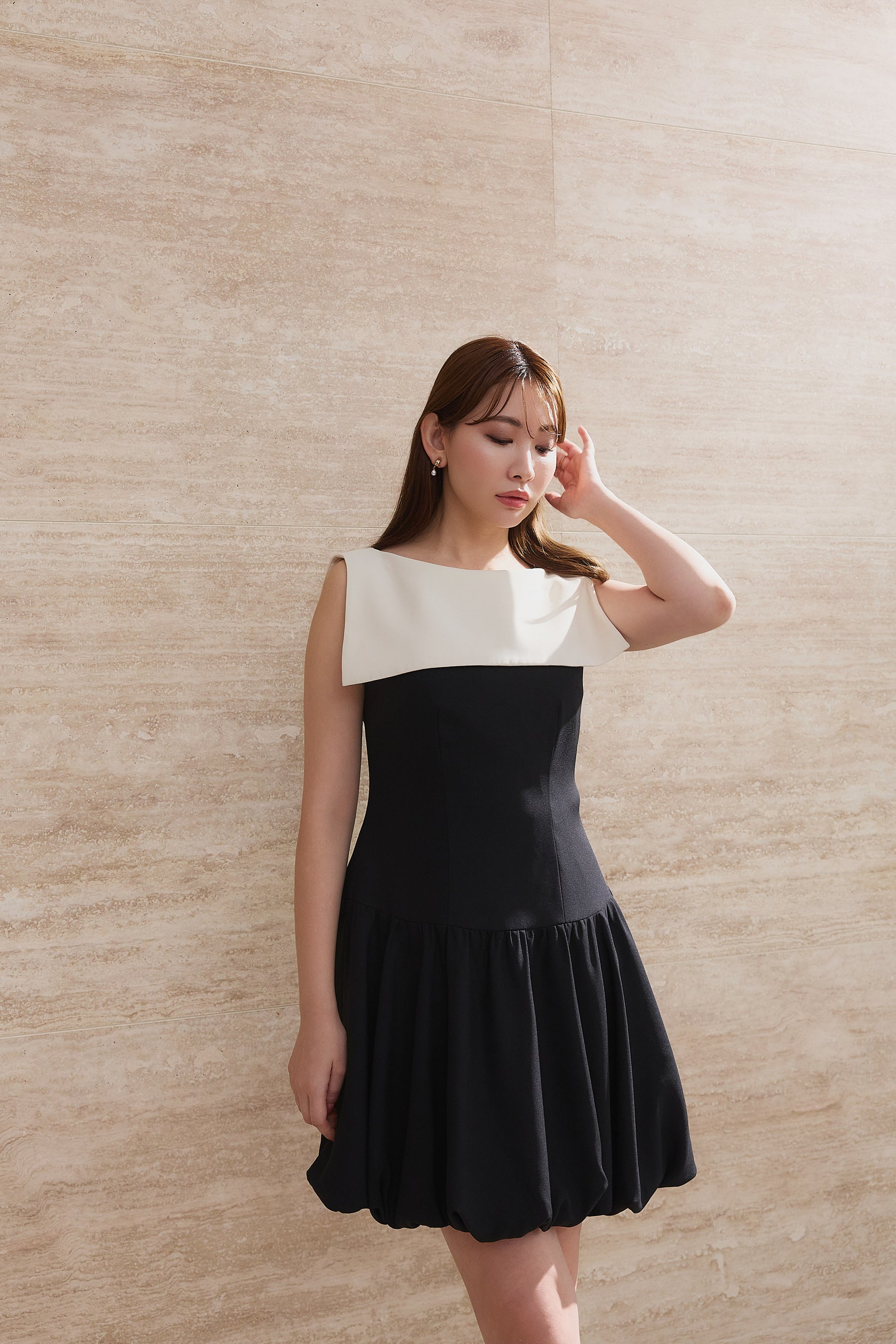 Two-Tone Balloon Mini Dress