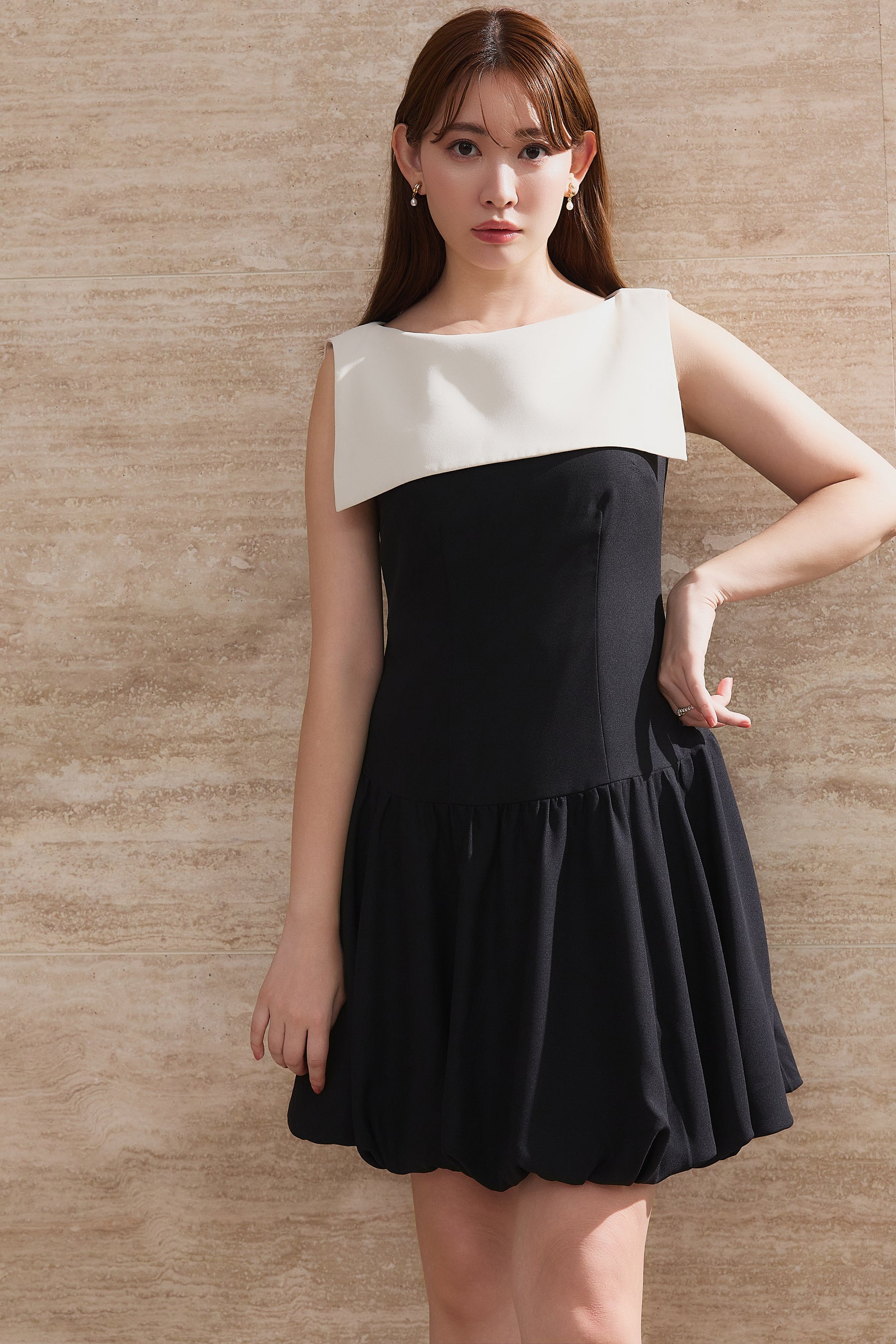 Two-Tone Balloon Mini Dress