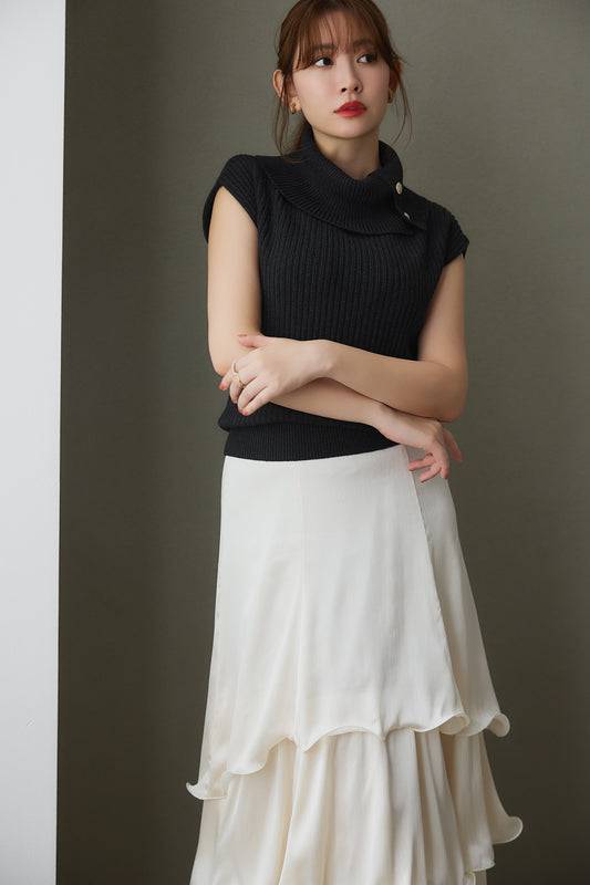 Fold-Over Sleeveless Knit Top