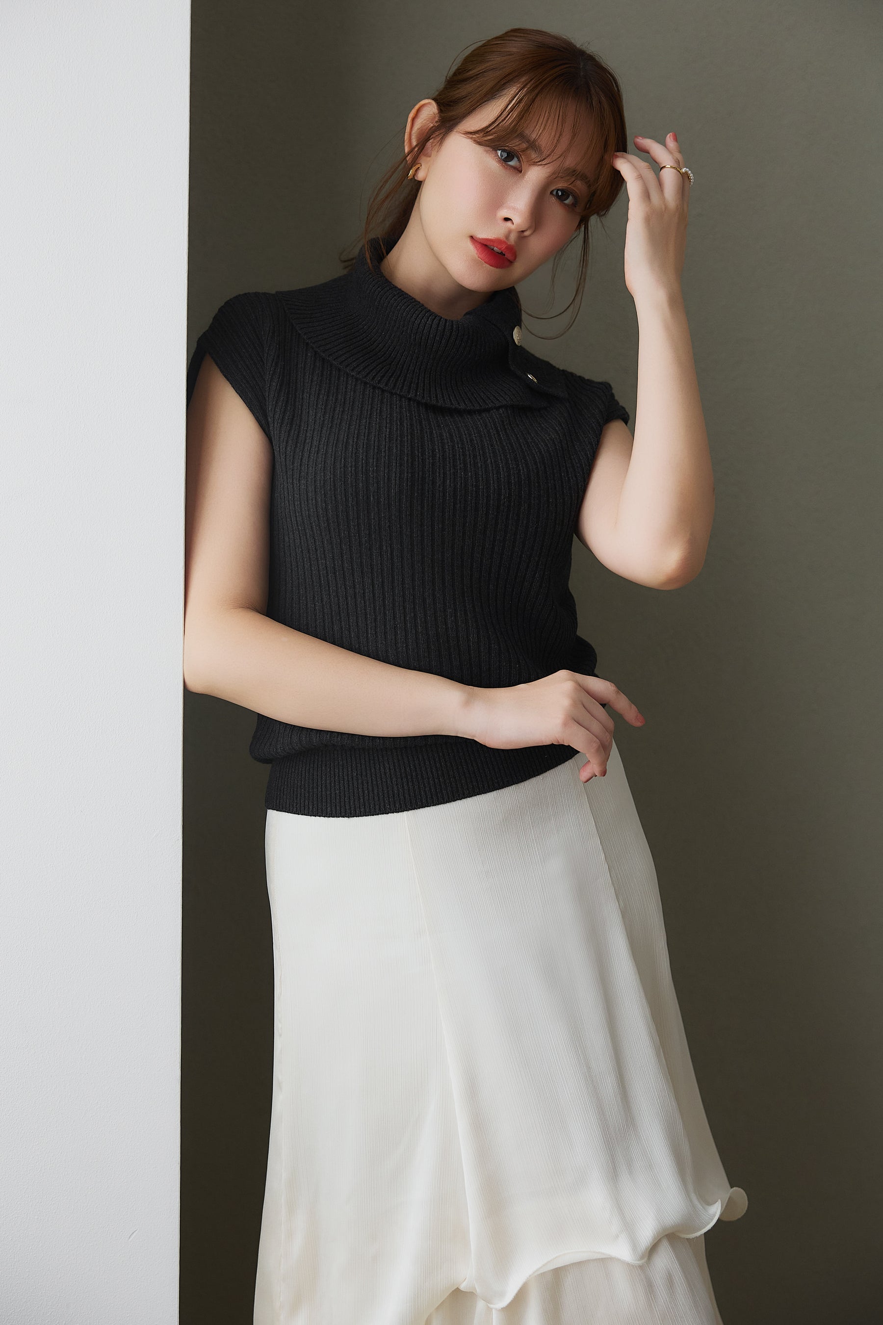 Layered Frilled Satin Skirt