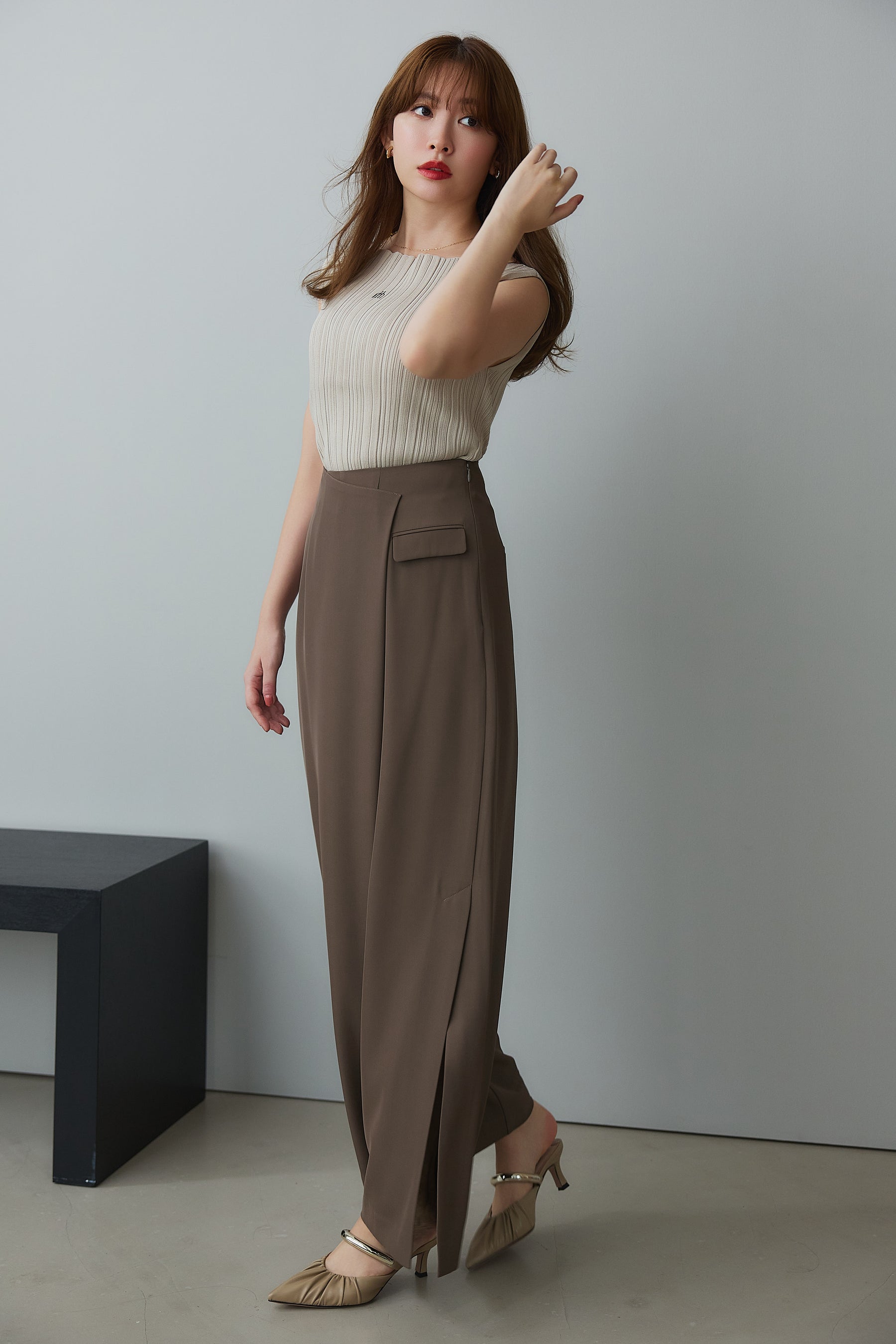 Gold-Motif Ruched Mules