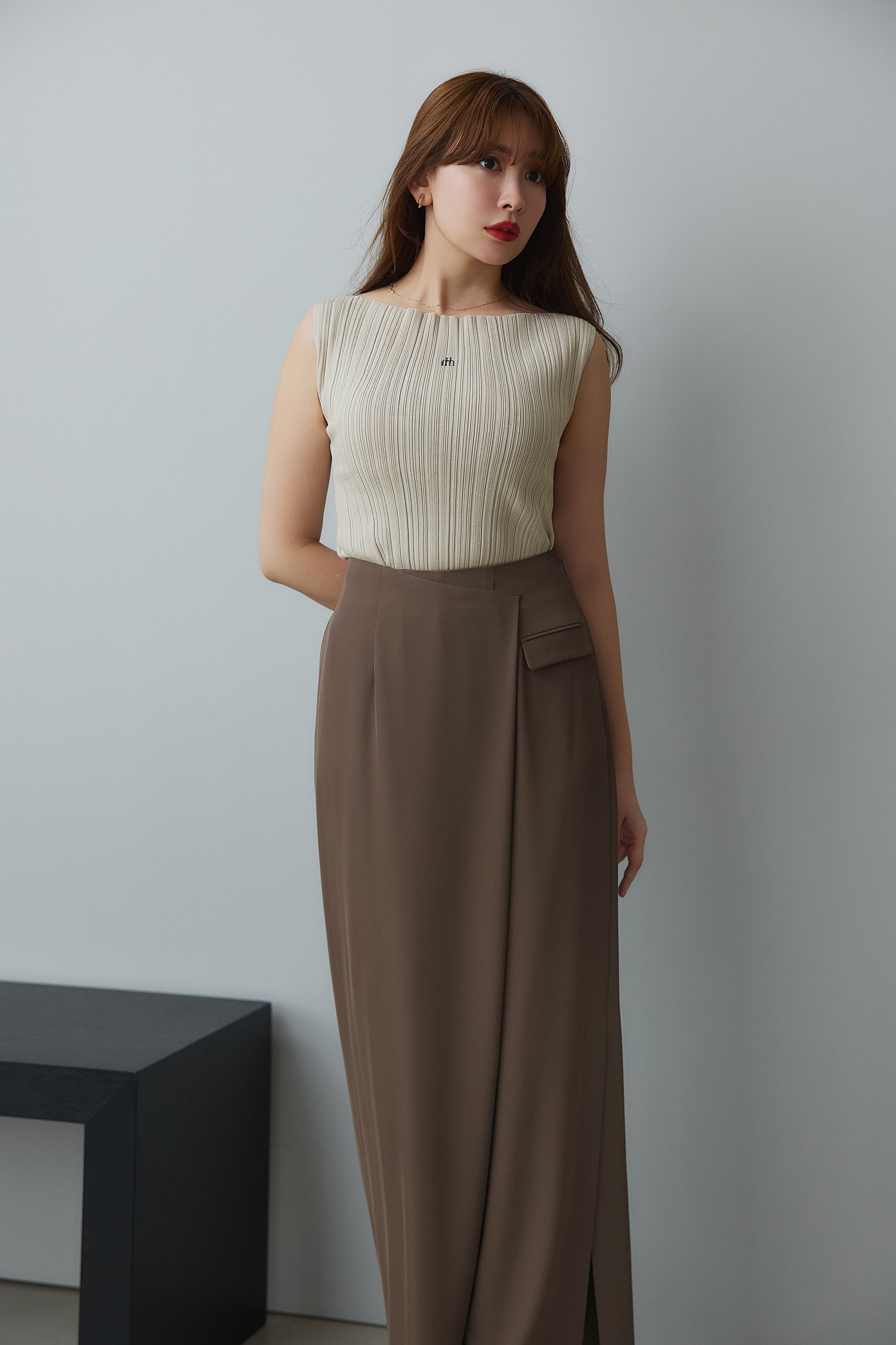 Ribbed Boat-Neck Knit Top