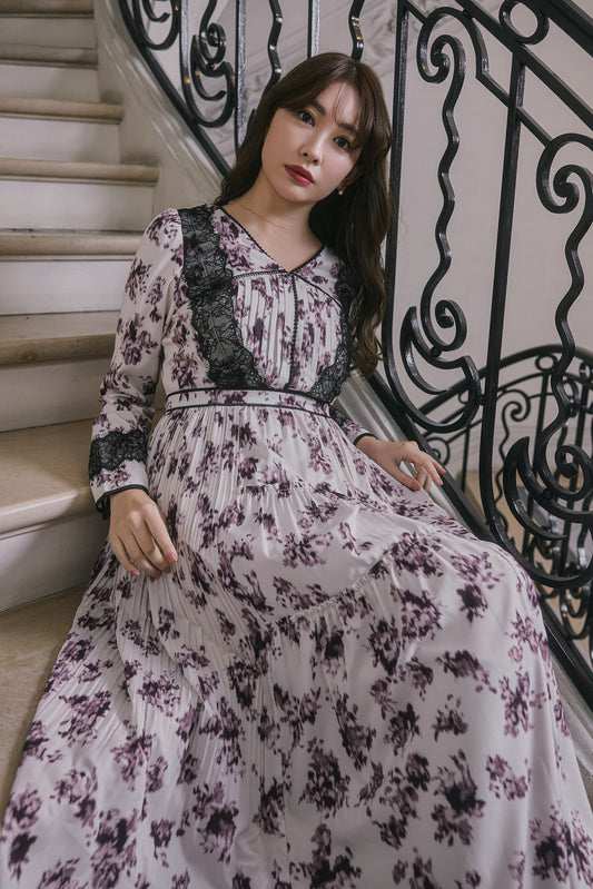 【2月中旬発送】Grasse Floral Pleated Dress
