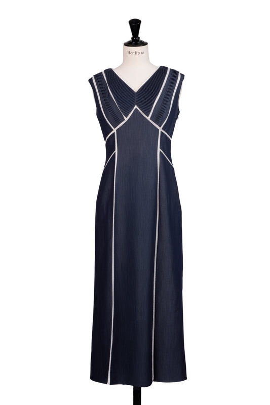 Lace Trimmed Chambray Dress