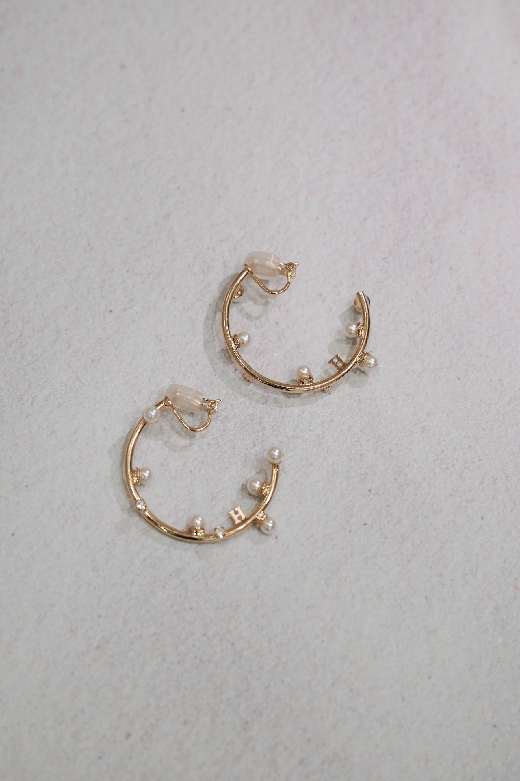 Crystal Pearl Hoop Earrings