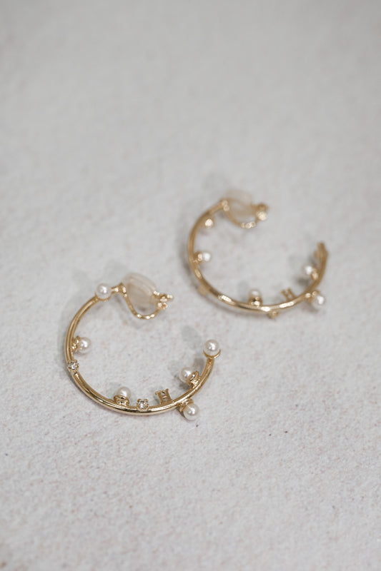 Crystal Pearl Hoop Earrings