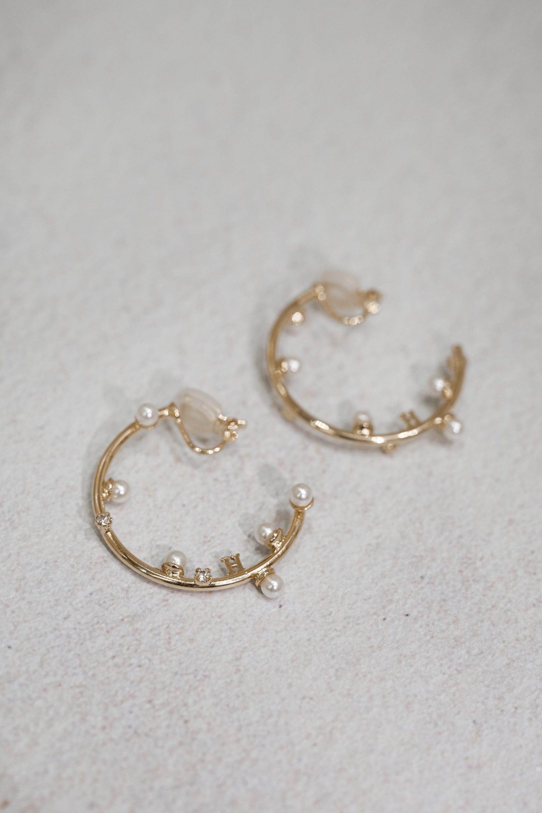 Crystal Pearl Hoop Earrings