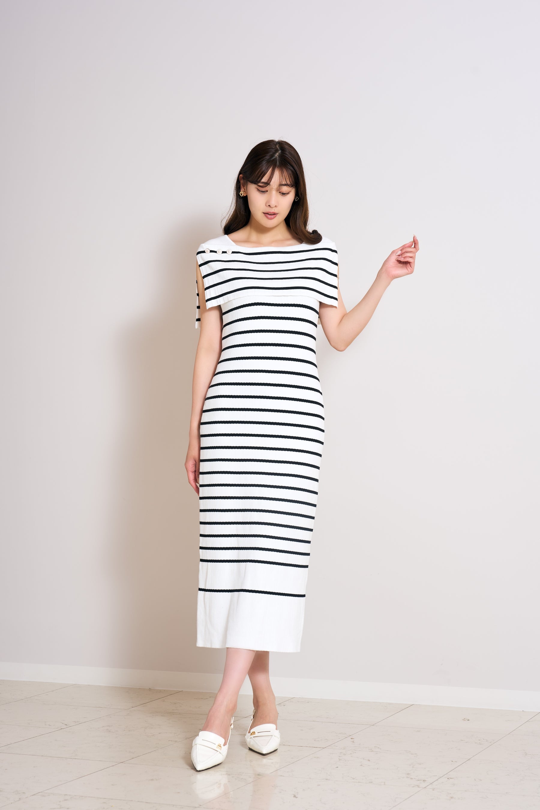 Square Collar Striped Dress