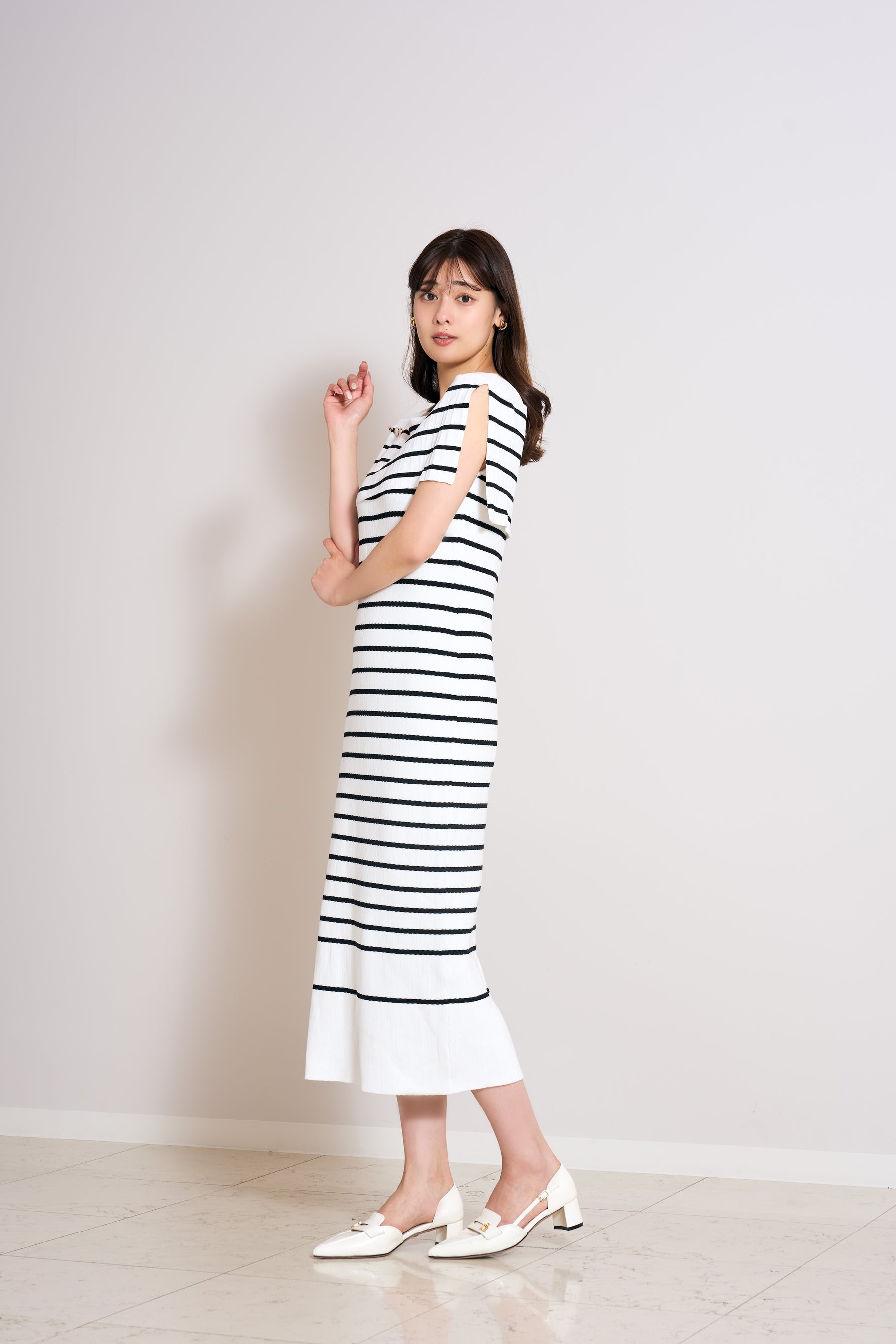 Square Collar Striped Dress