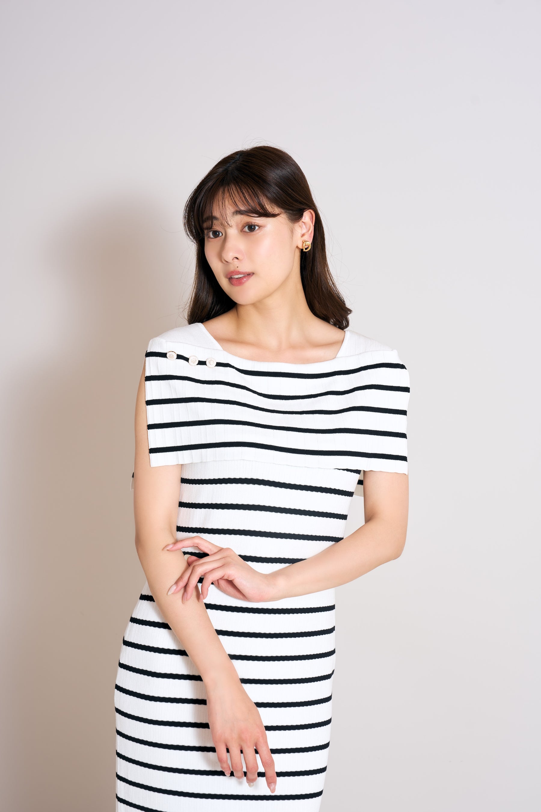 Square Collar Striped Dress