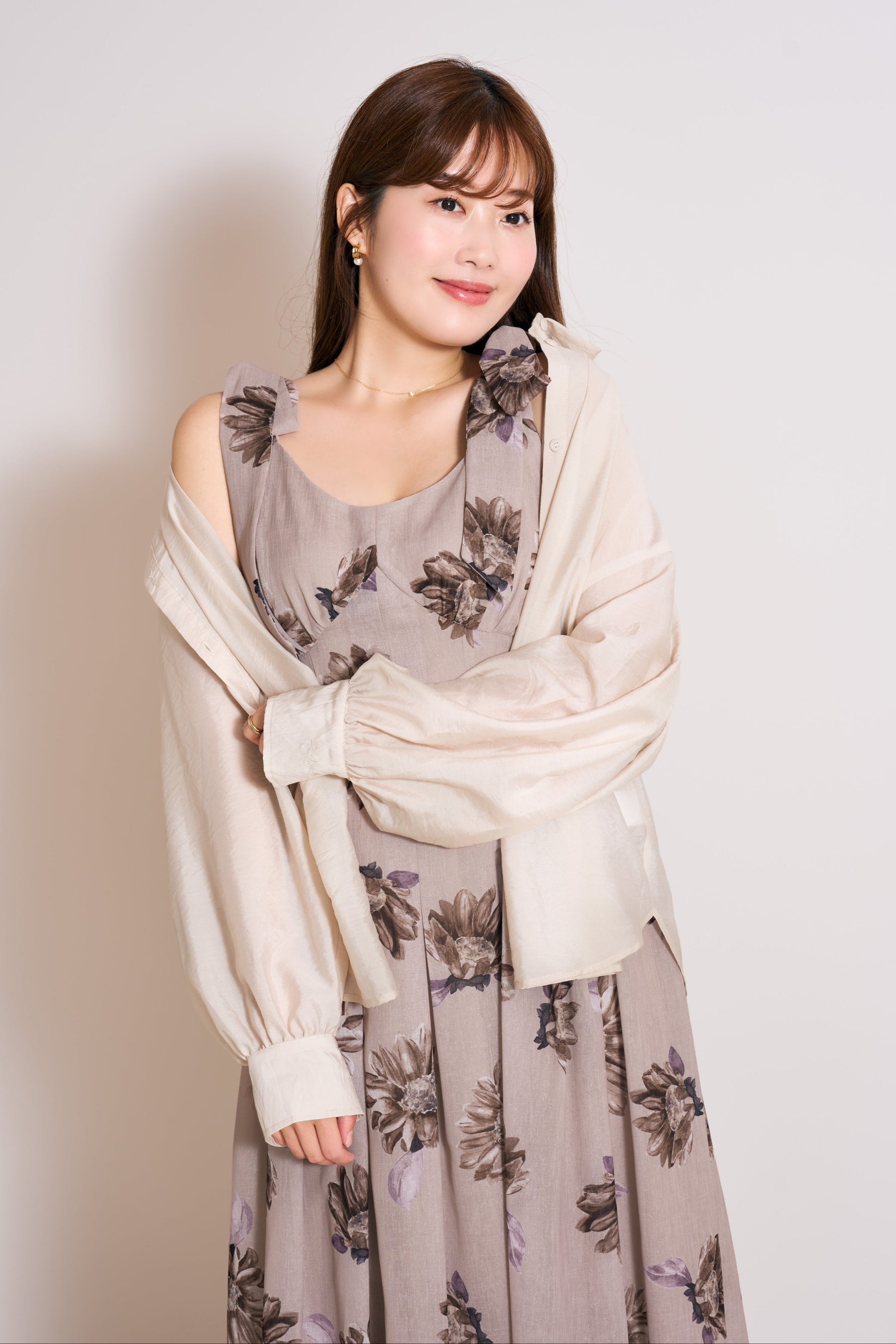 【新色】Sunflower-Printed Midi Dress