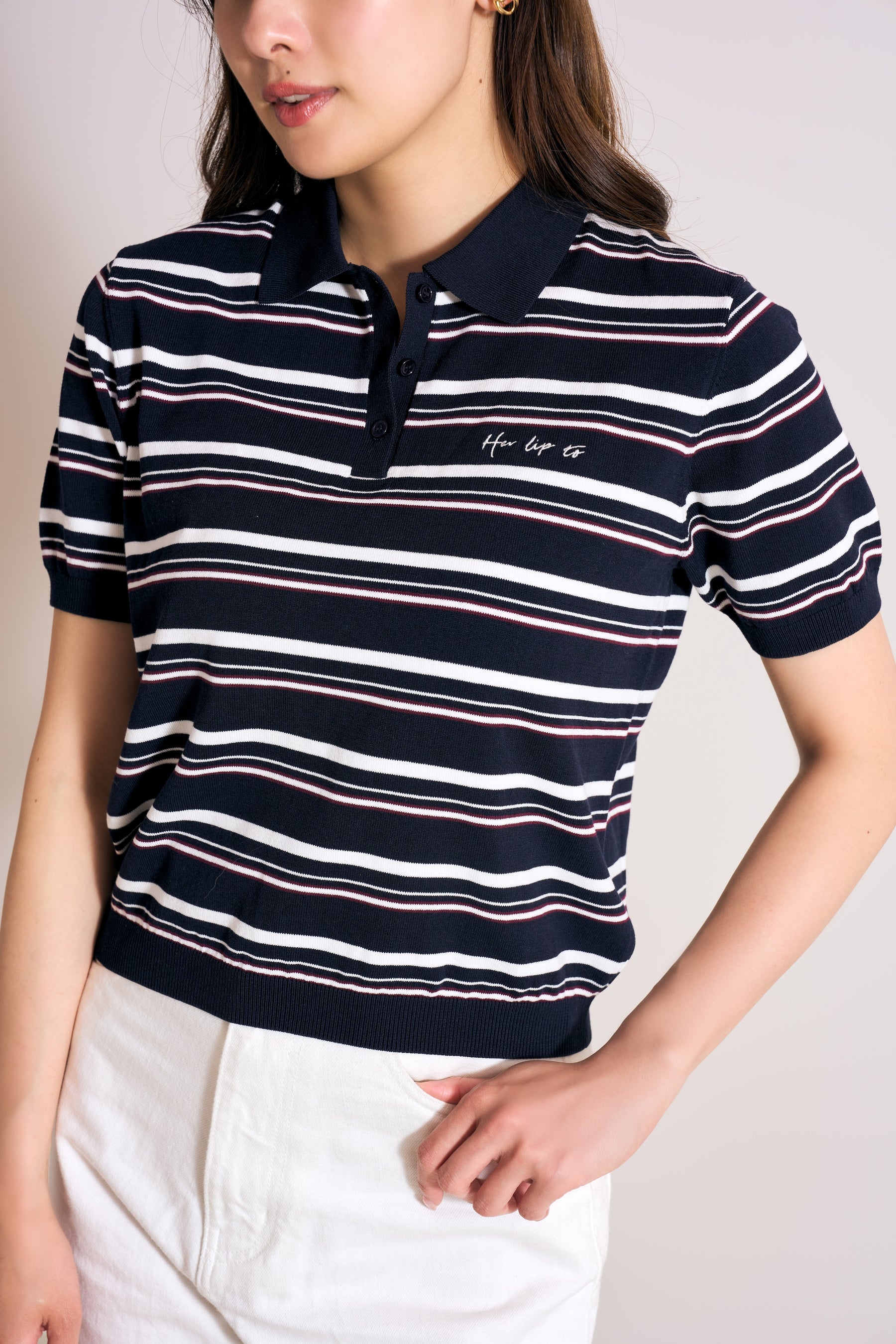 Multi Border Polo Top