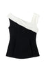 Asymmetric Two-Tone Peplum Top